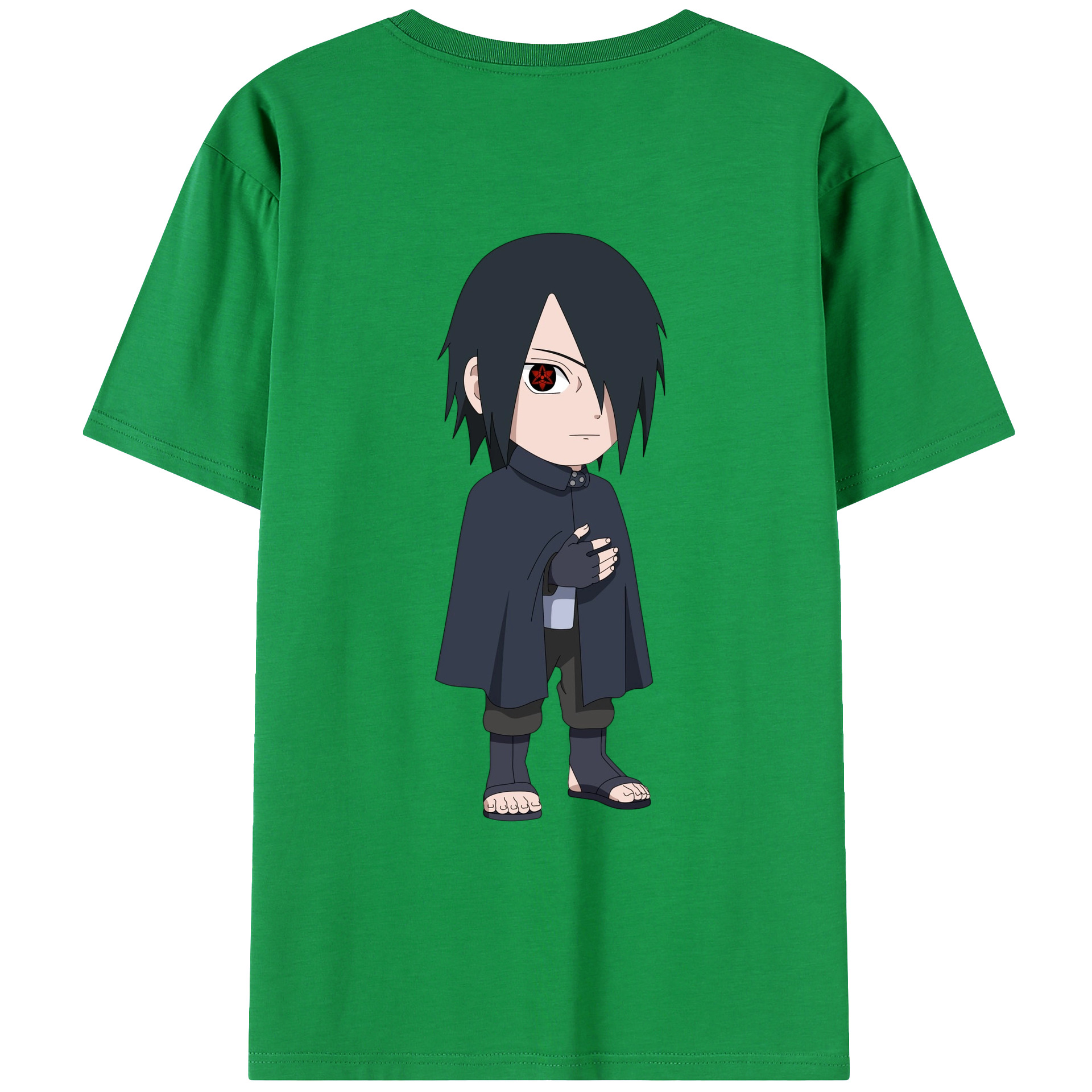 （画像用） NARUTO -ナルト- うちは サスケ Uchiha Sasuke 綿100％ メンズ半袖Tシャツ（バックプリント） 通気性