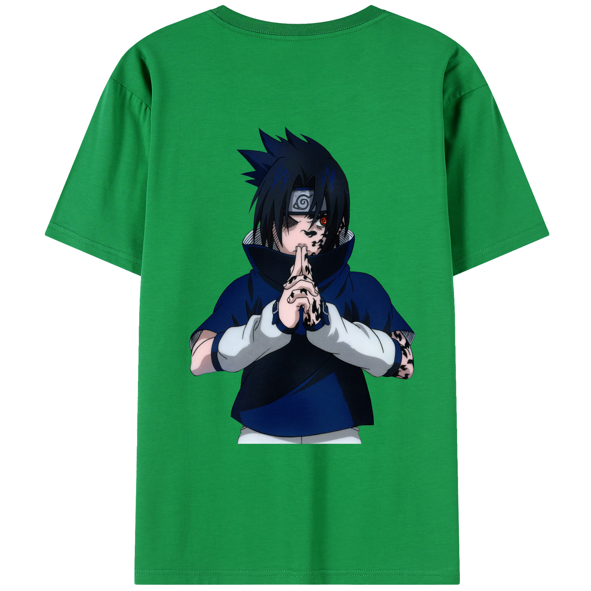 （画像用） NARUTO -ナルト- うちは サスケ Uchiha Sasuke 綿100％ メンズ半袖Tシャツ（バックプリント） 通気性