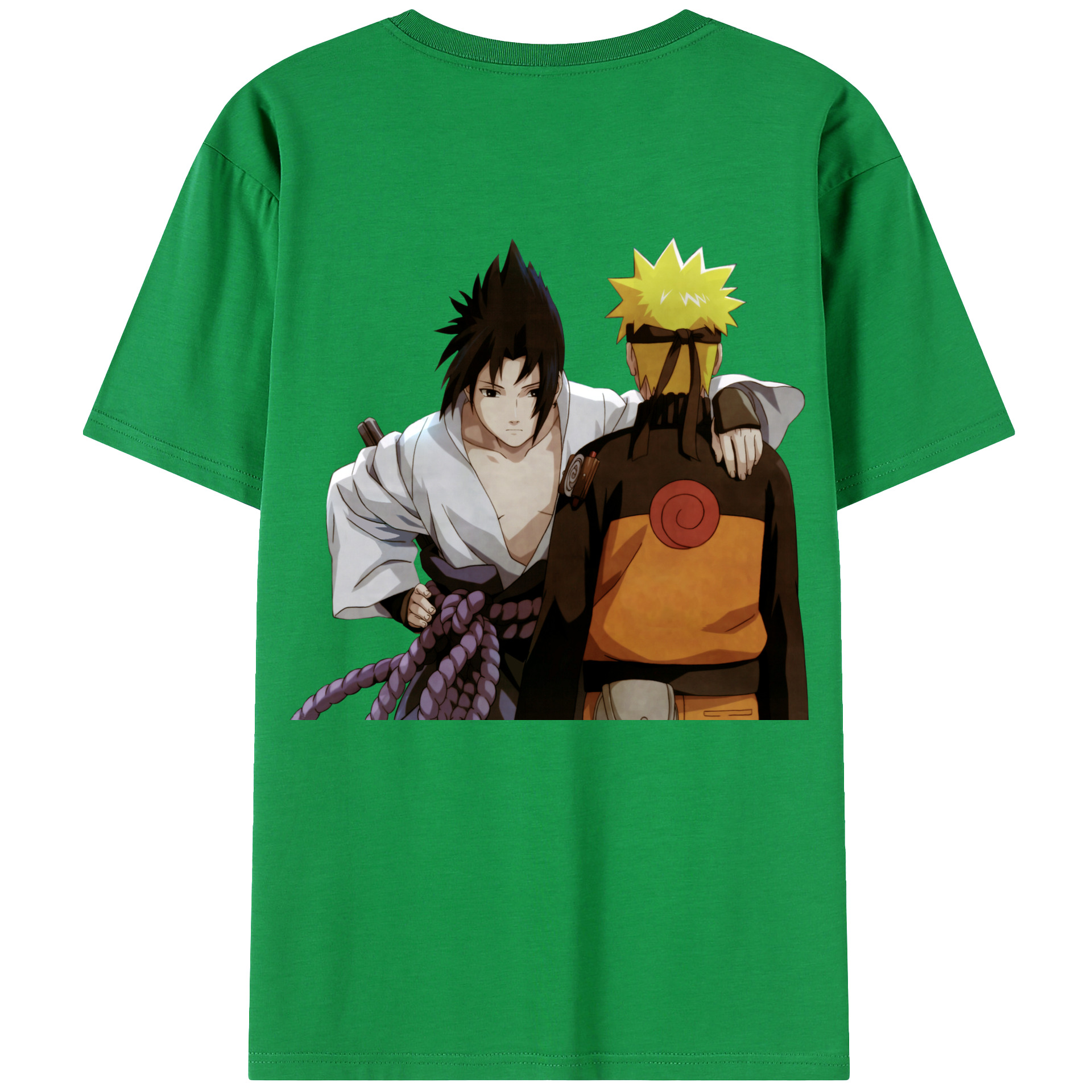 （画像用） NARUTO -ナルト- うちは サスケ Uchiha Sasuke 綿100％ メンズ半袖Tシャツ（バックプリント） 通気性