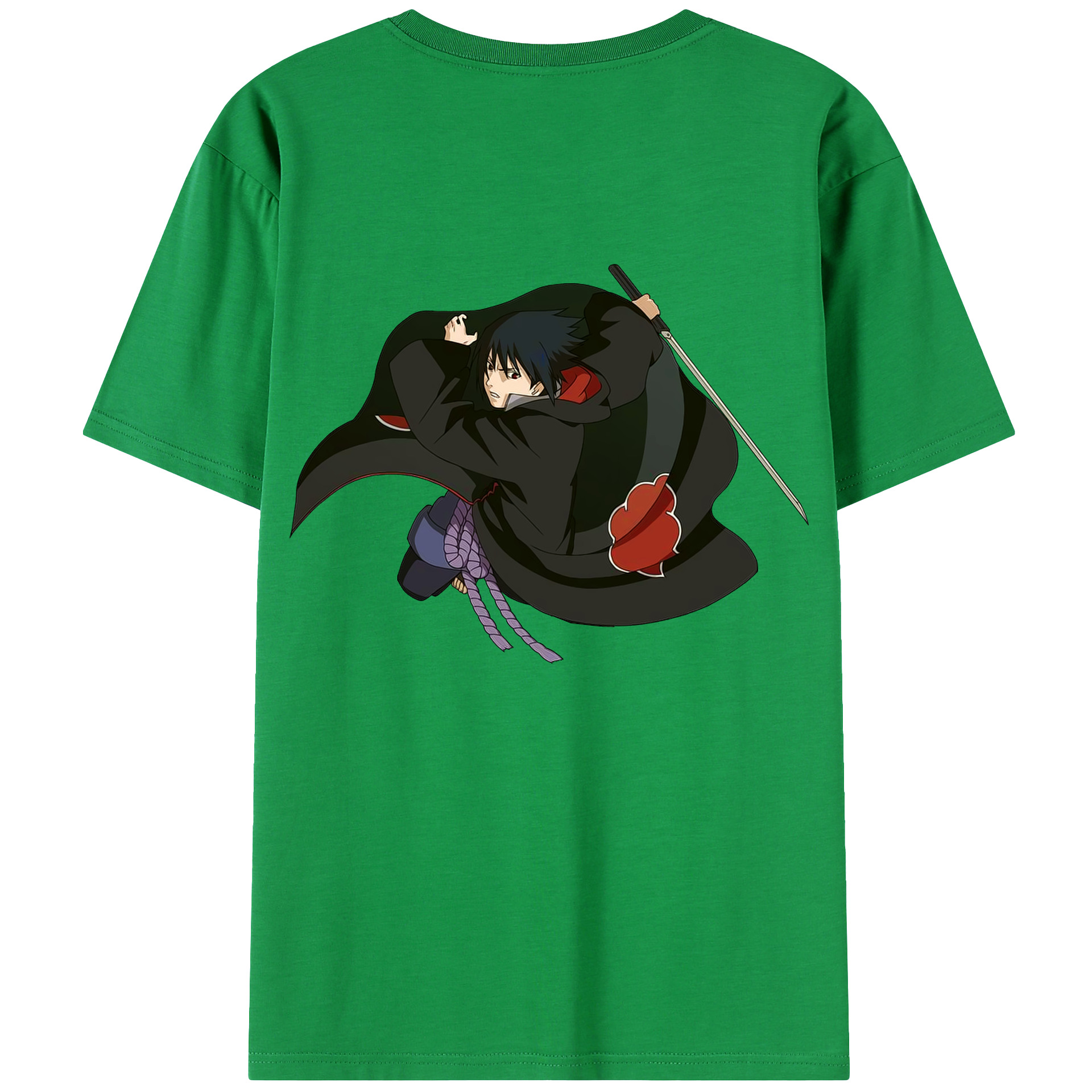 （画像用） NARUTO -ナルト- うちは サスケ Uchiha Sasuke 綿100％ メンズ半袖Tシャツ（バックプリント） 通気性