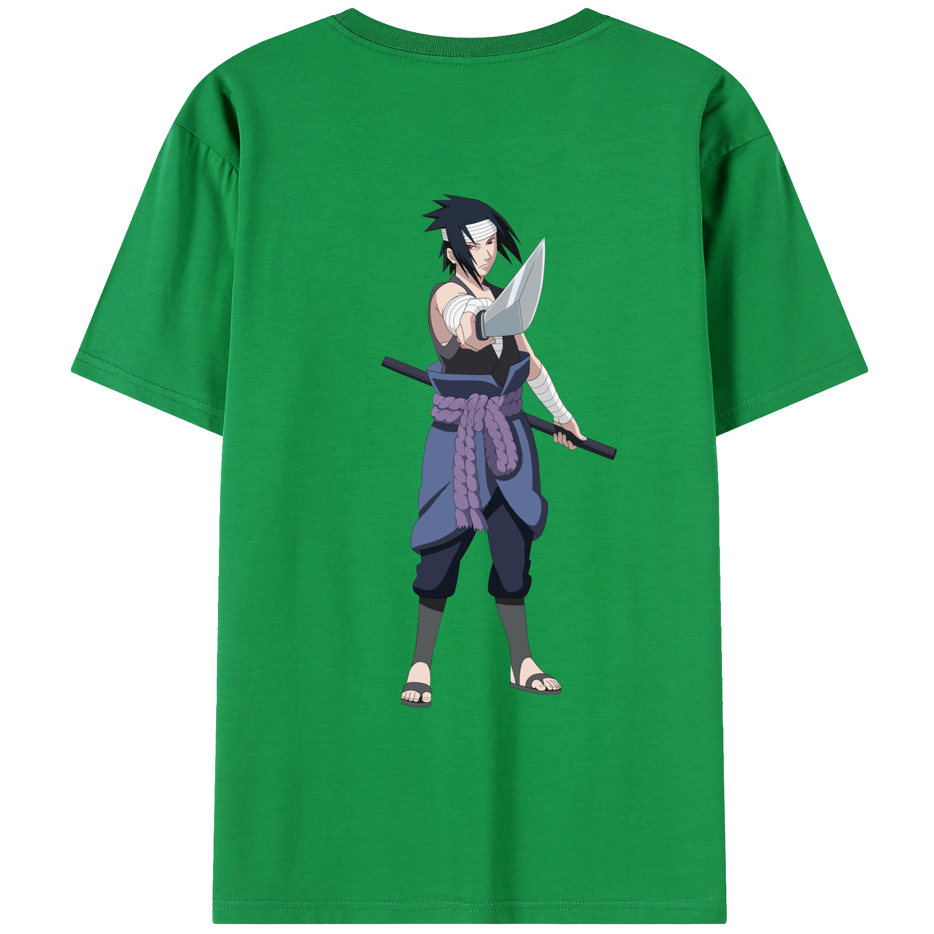 （画像用） NARUTO -ナルト- うちは サスケ Uchiha Sasuke 綿100％ メンズ半袖Tシャツ（バックプリント） 通気性