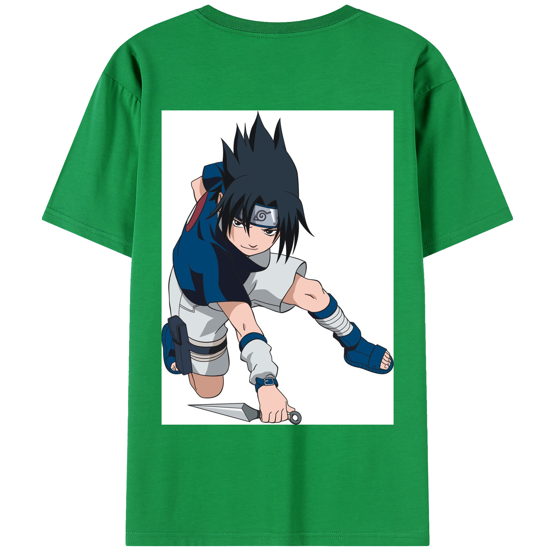 （画像用） NARUTO -ナルト- うちは サスケ Uchiha Sasuke 綿100％ メンズ半袖Tシャツ（バックプリント） 通気性