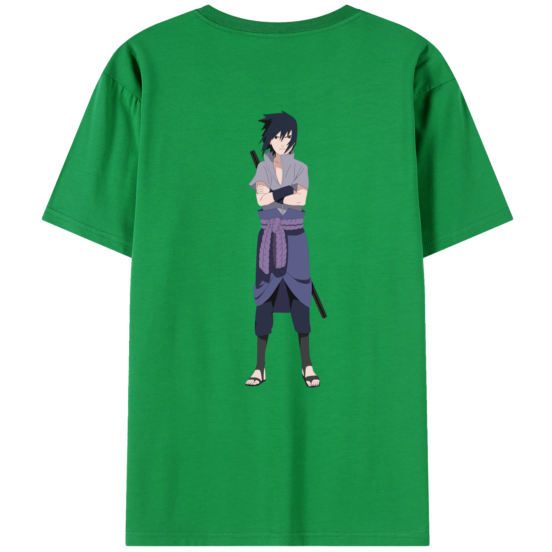 （画像用） NARUTO -ナルト- うちは サスケ Uchiha Sasuke 綿100％ メンズ半袖Tシャツ（バックプリント） 通気性