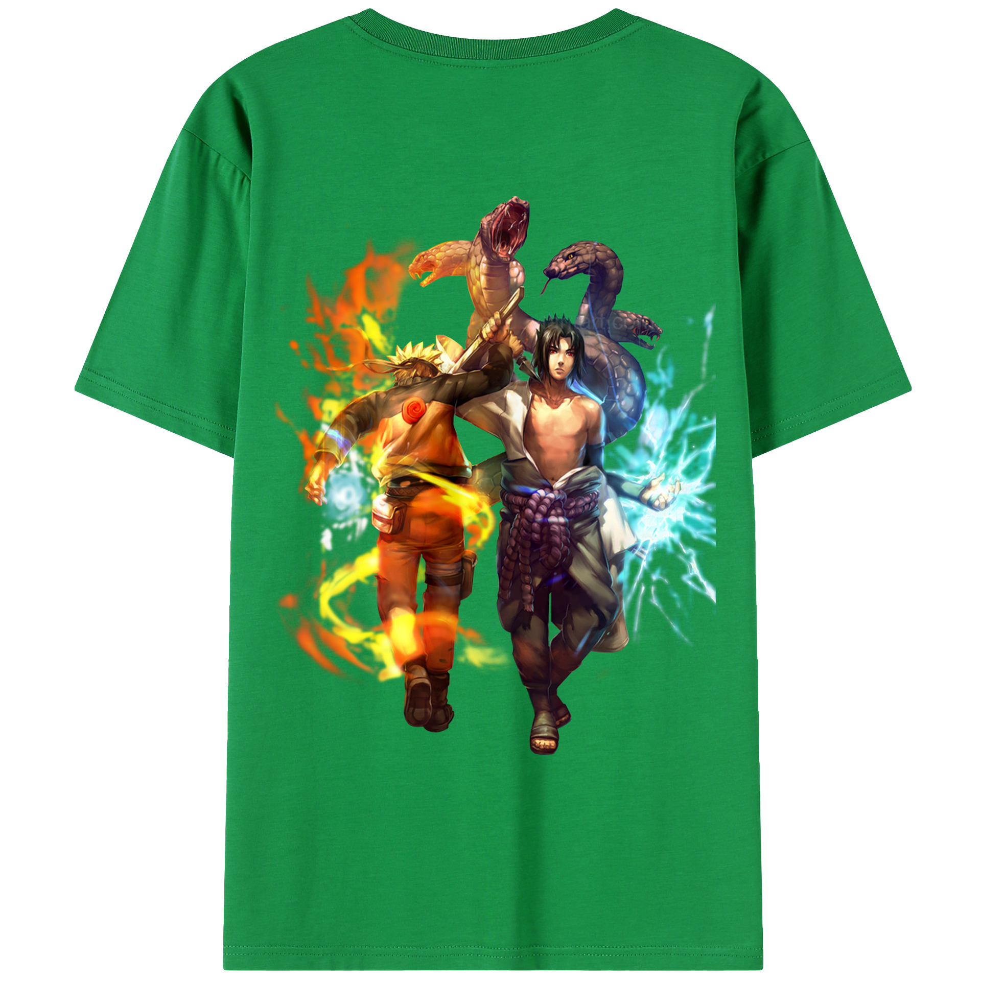 （画像用） NARUTO -ナルト- うちは サスケ Uchiha Sasuke 綿100％ メンズ半袖Tシャツ（バックプリント） 通気性