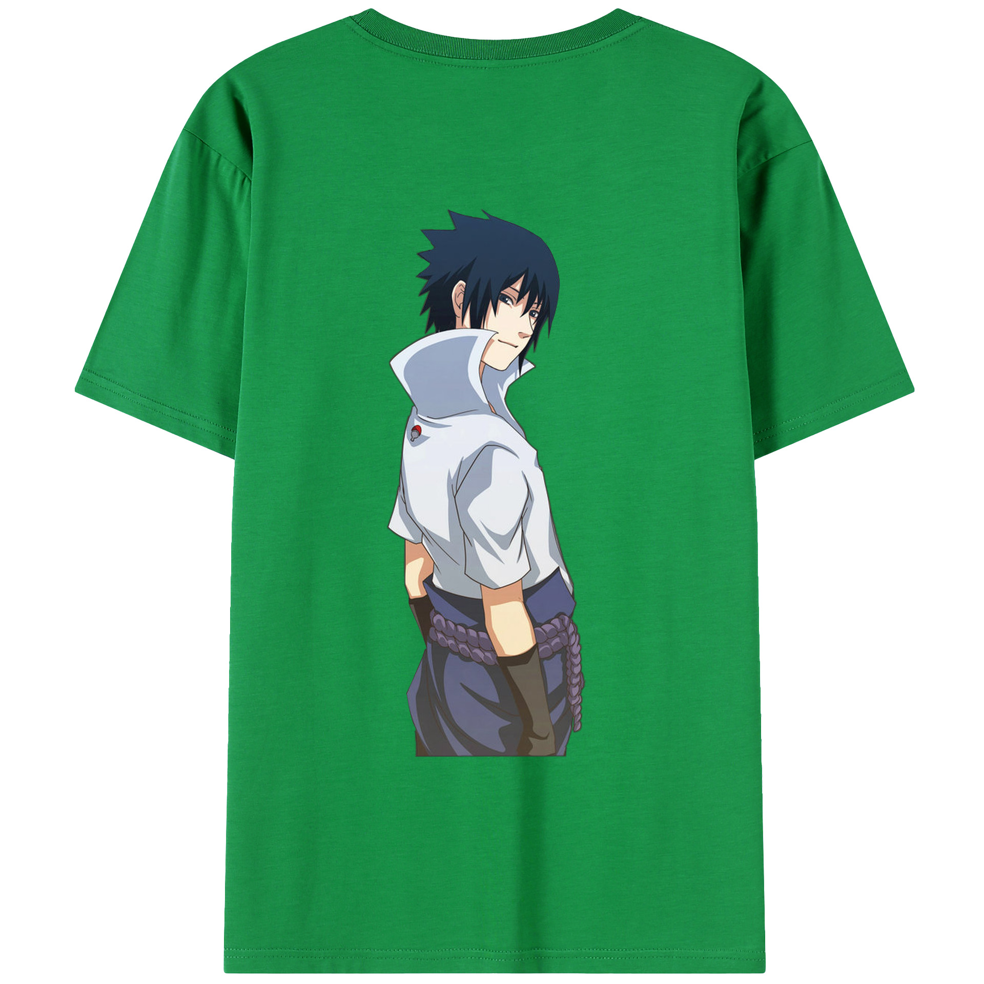 （画像用） NARUTO -ナルト- うちは サスケ Uchiha Sasuke 綿100％ メンズ半袖Tシャツ（バックプリント） 通気性