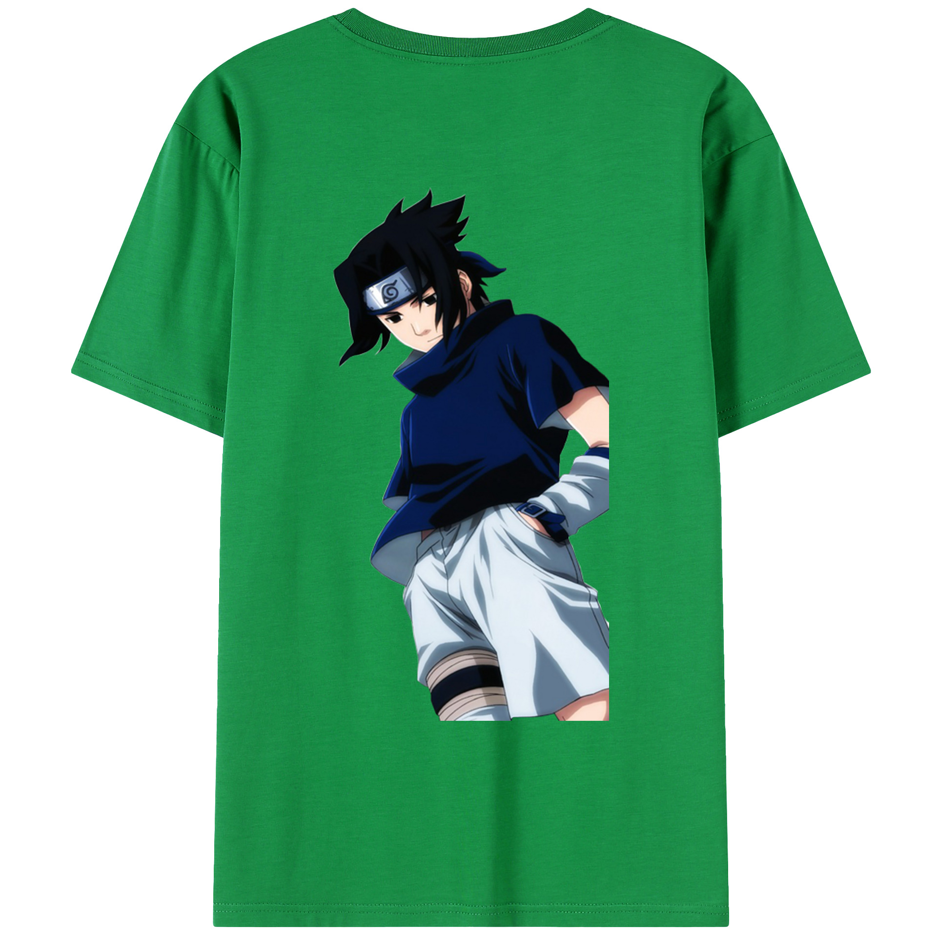 （画像用） NARUTO -ナルト- うちは サスケ Uchiha Sasuke 綿100％ メンズ半袖Tシャツ（バックプリント） 通気性