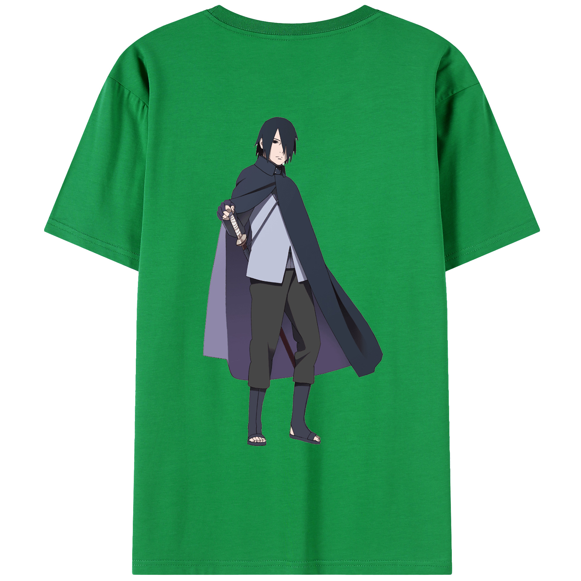 （画像用） NARUTO -ナルト- うちは サスケ Uchiha Sasuke 綿100％ メンズ半袖Tシャツ（バックプリント） 通気性