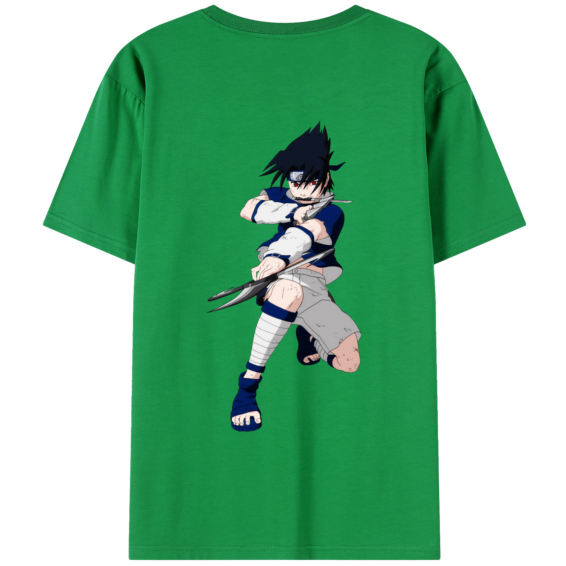 （画像用） NARUTO -ナルト- うちは サスケ Uchiha Sasuke 綿100％ メンズ半袖Tシャツ（バックプリント） 通気性