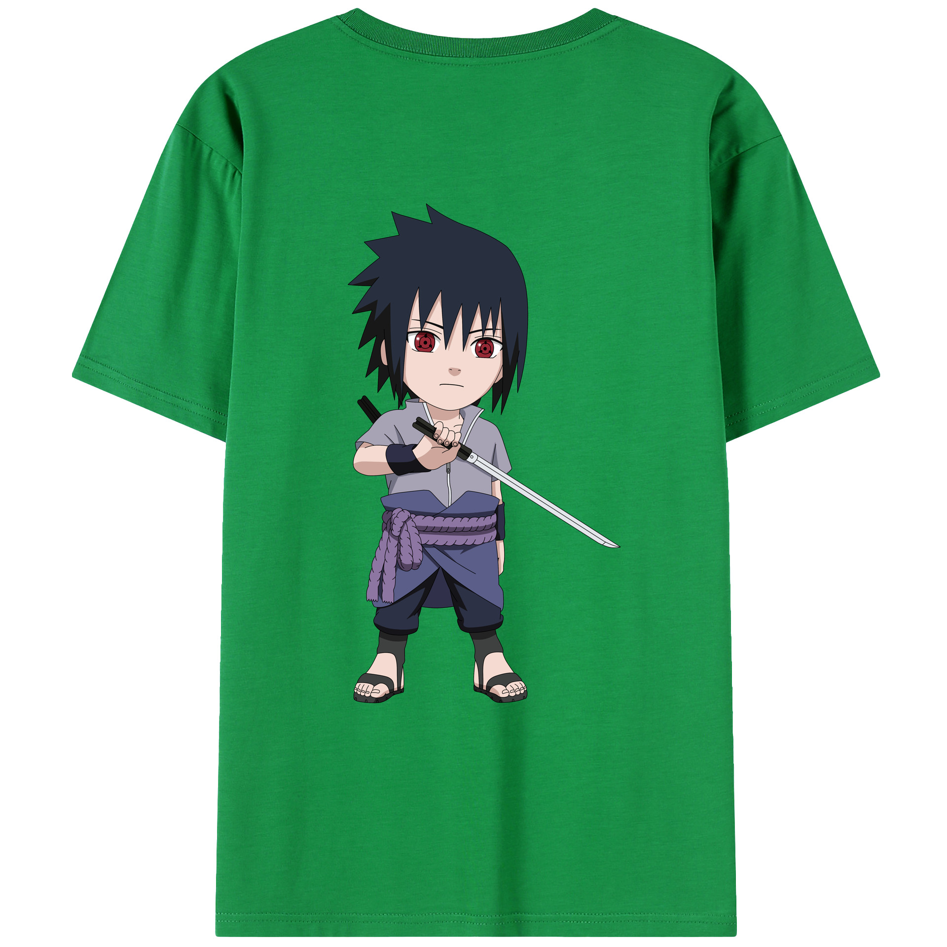 （画像用） NARUTO -ナルト- うちは サスケ Uchiha Sasuke 綿100％ メンズ半袖Tシャツ（バックプリント） 通気性
