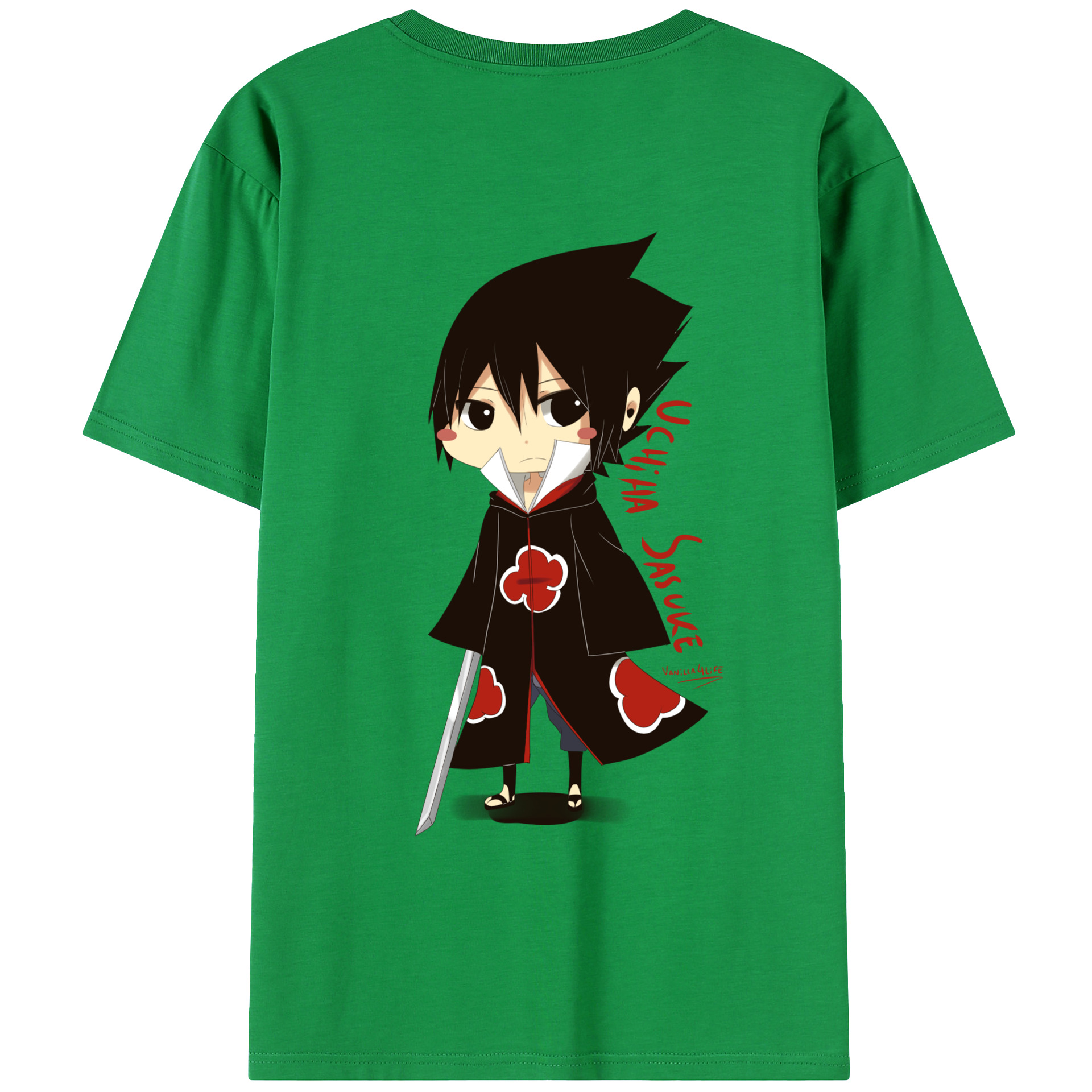 （画像用） NARUTO -ナルト- うちは サスケ Uchiha Sasuke 綿100％ メンズ半袖Tシャツ（バックプリント） 通気性