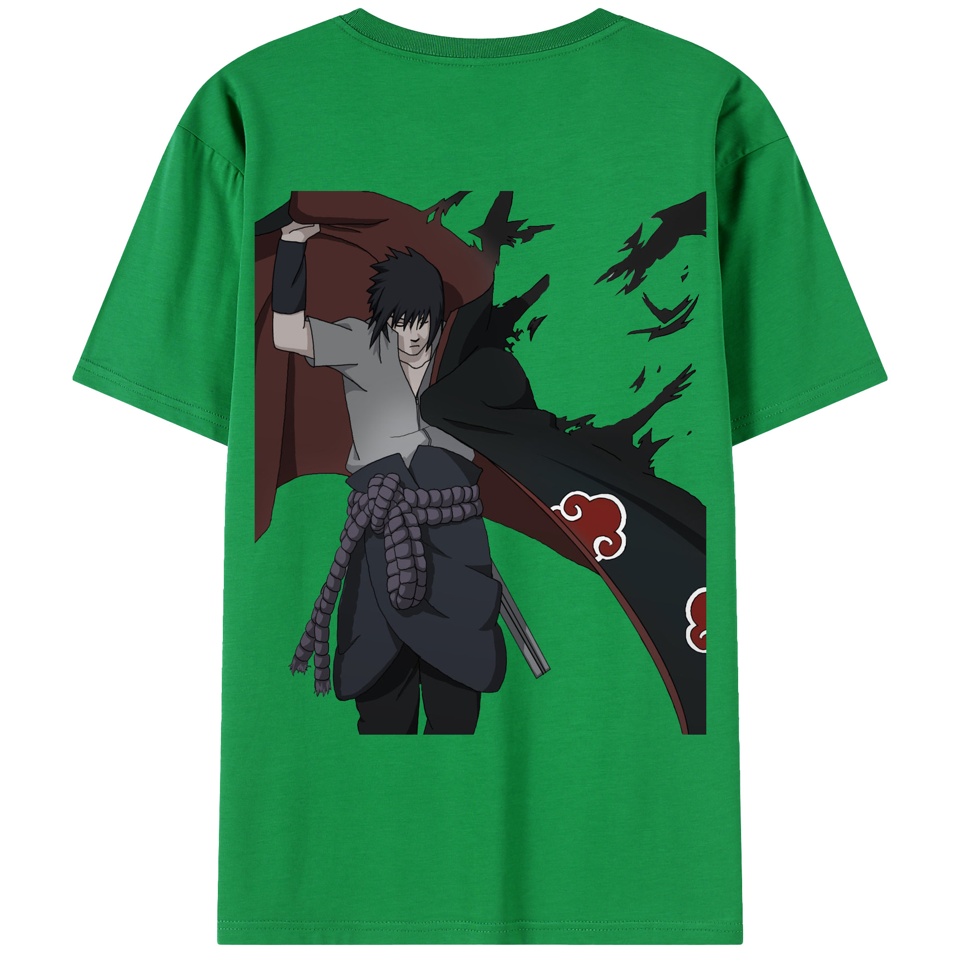 （画像用） NARUTO -ナルト- うちは サスケ Uchiha Sasuke 綿100％ メンズ半袖Tシャツ（バックプリント） 通気性