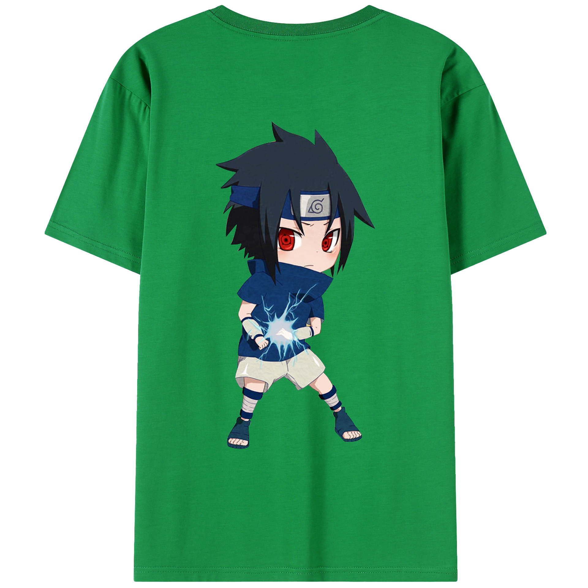 （画像用） NARUTO -ナルト- うちは サスケ Uchiha Sasuke 綿100％ メンズ半袖Tシャツ（バックプリント） 通気性