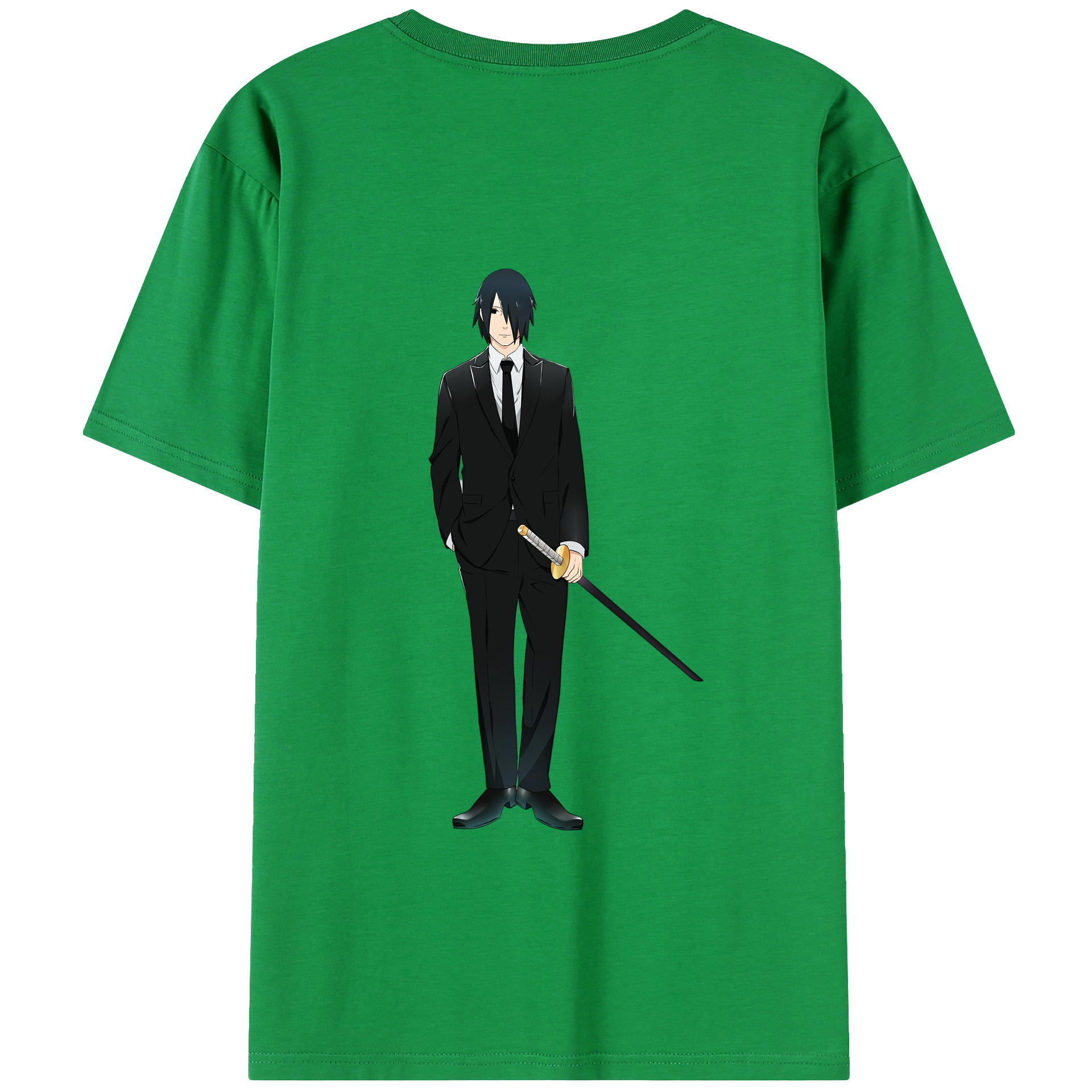 （画像用） NARUTO -ナルト- うちは サスケ Uchiha Sasuke 綿100％ メンズ半袖Tシャツ（バックプリント） 通気性