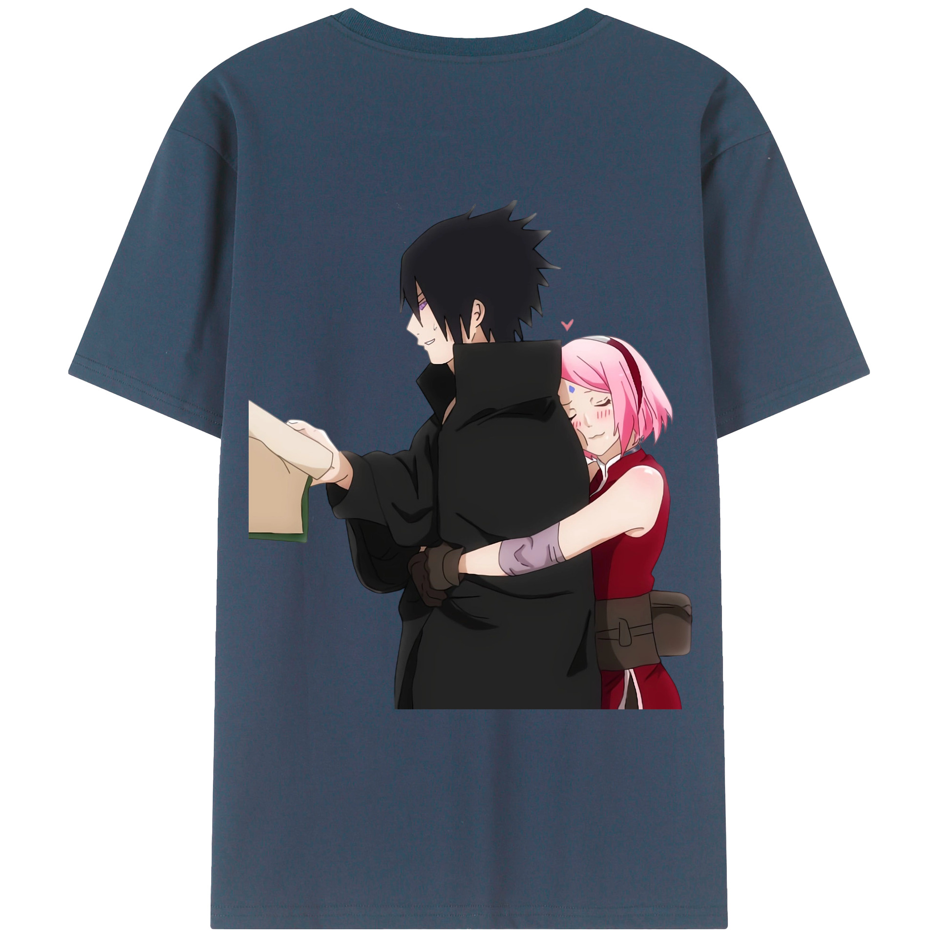 （画像用） NARUTO -ナルト- うちは サスケ Uchiha Sasuke 綿100％ メンズ半袖Tシャツ（バックプリント） 通気性