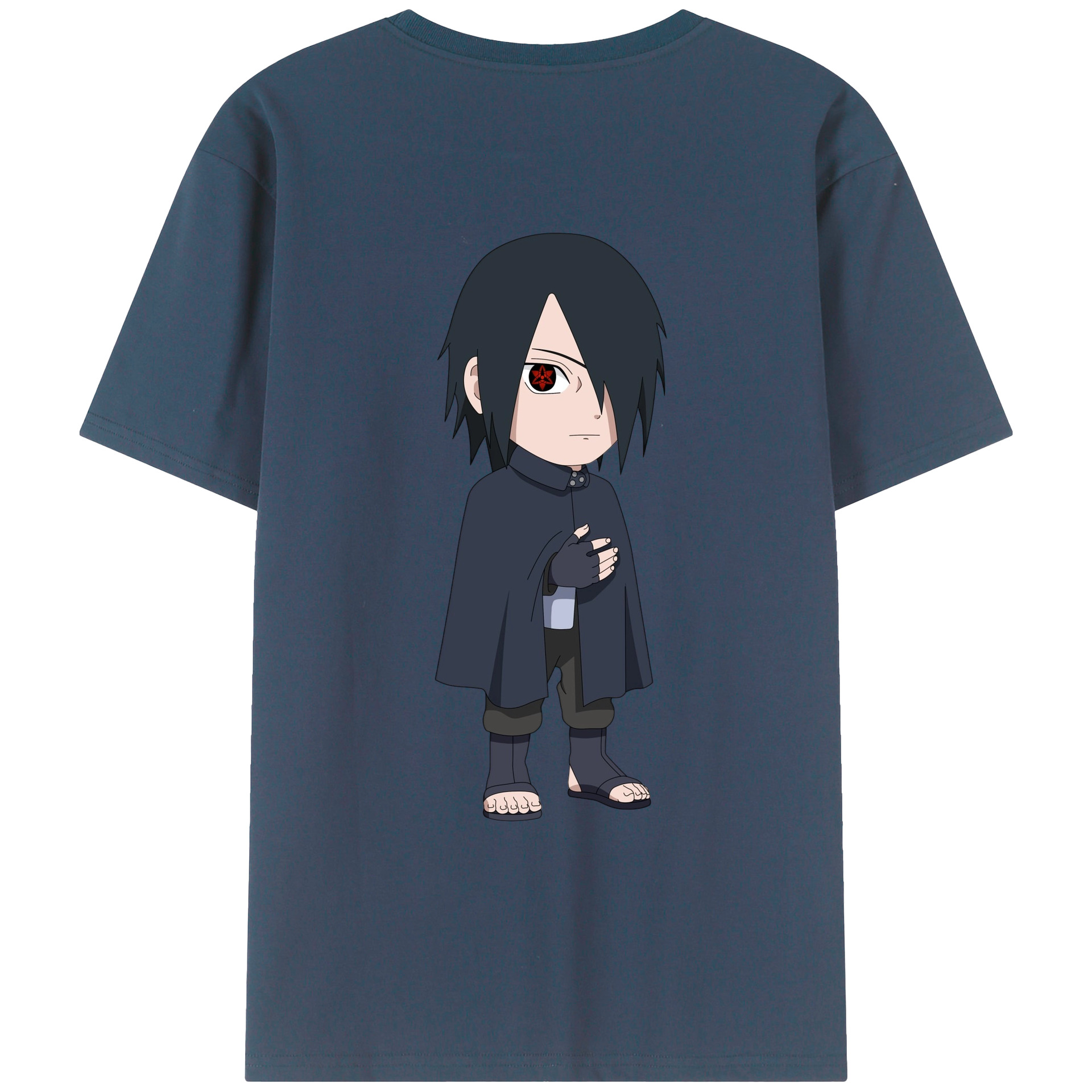 （画像用） NARUTO -ナルト- うちは サスケ Uchiha Sasuke 綿100％ メンズ半袖Tシャツ（バックプリント） 通気性