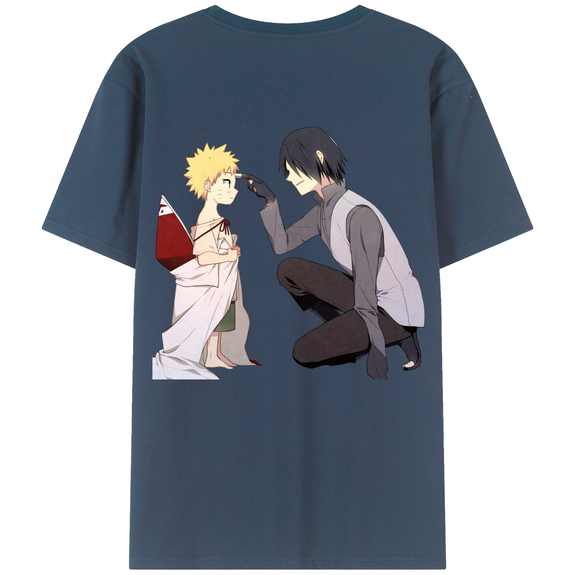 （画像用） NARUTO -ナルト- うちは サスケ Uchiha Sasuke 綿100％ メンズ半袖Tシャツ（バックプリント） 通気性