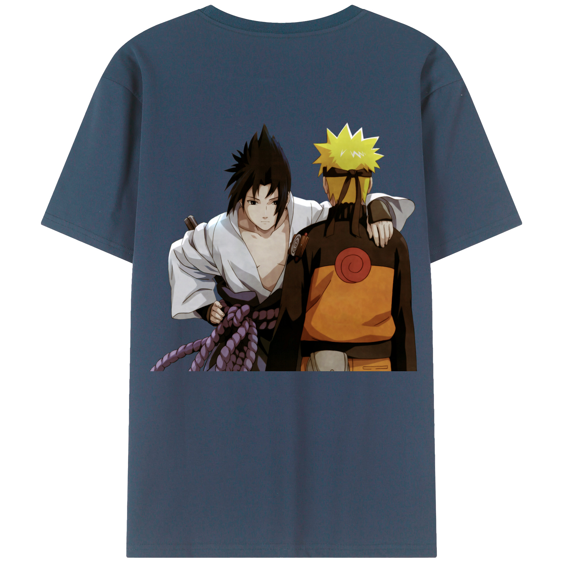 （画像用） NARUTO -ナルト- うちは サスケ Uchiha Sasuke 綿100％ メンズ半袖Tシャツ（バックプリント） 通気性
