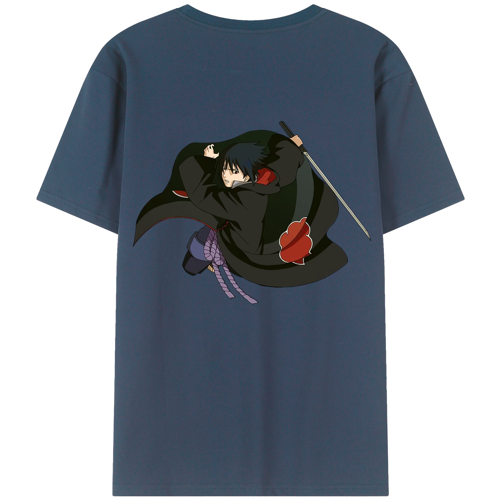 （画像用） NARUTO -ナルト- うちは サスケ Uchiha Sasuke 綿100％ メンズ半袖Tシャツ（バックプリント） 通気性