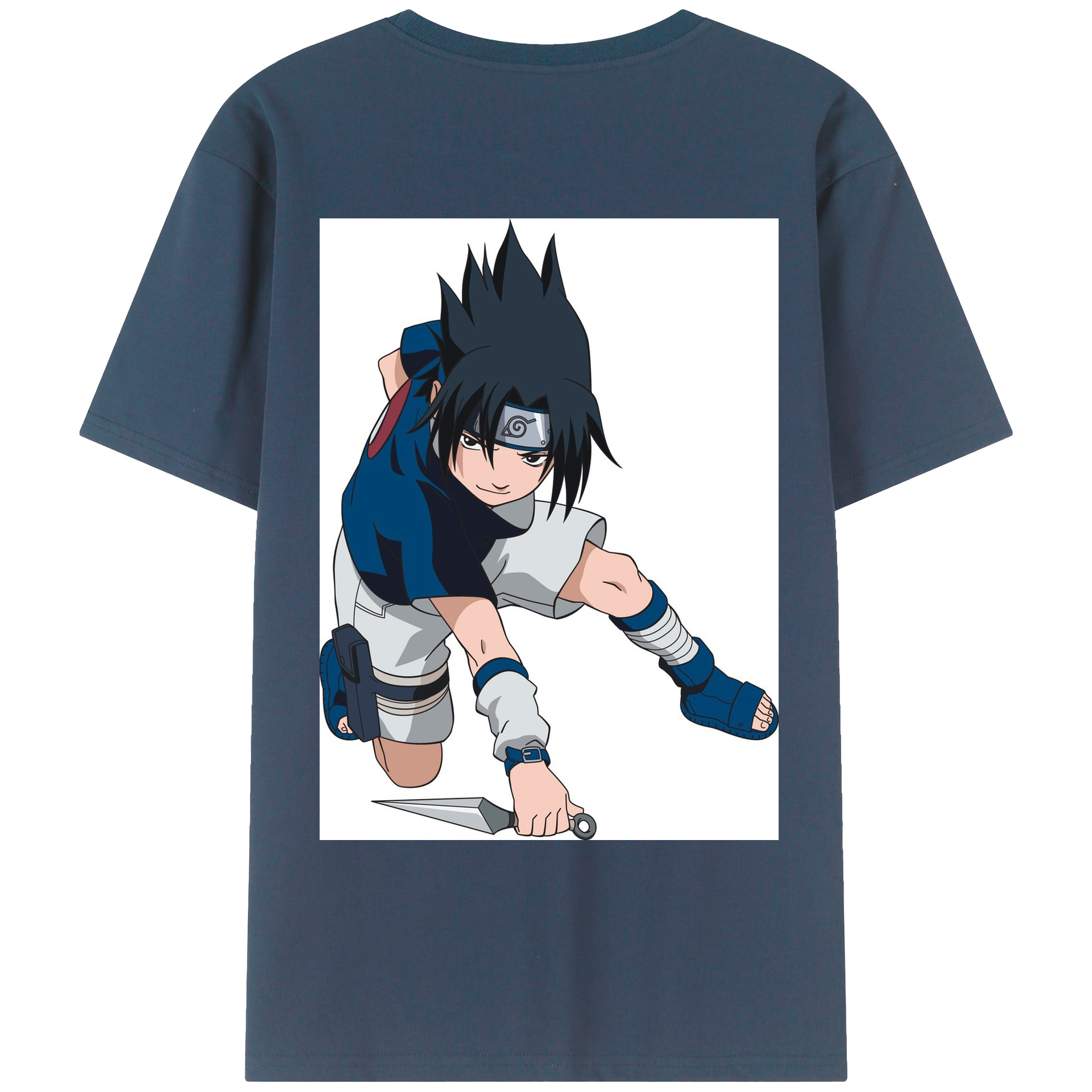 （画像用） NARUTO -ナルト- うちは サスケ Uchiha Sasuke 綿100％ メンズ半袖Tシャツ（バックプリント） 通気性