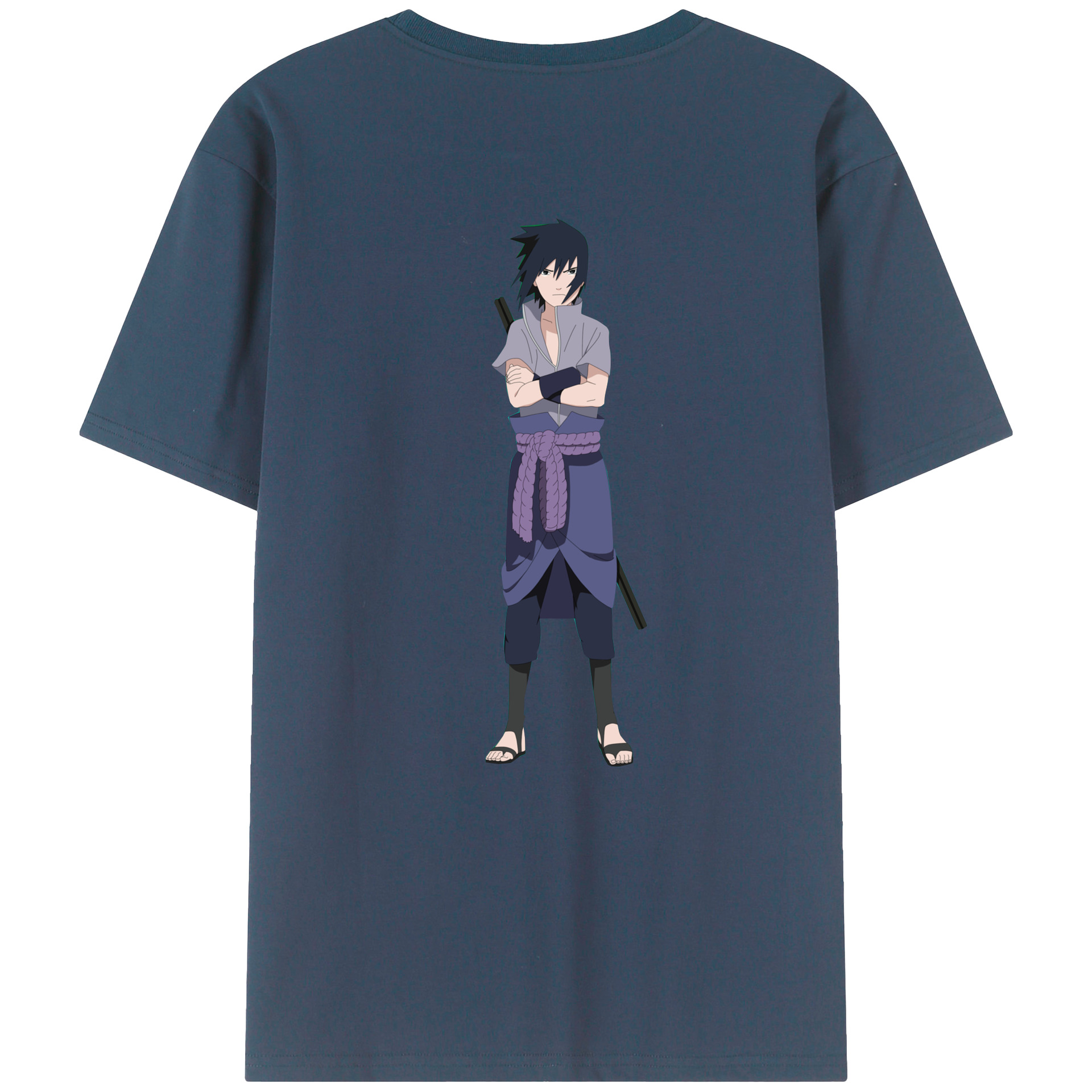 （画像用） NARUTO -ナルト- うちは サスケ Uchiha Sasuke 綿100％ メンズ半袖Tシャツ（バックプリント） 通気性