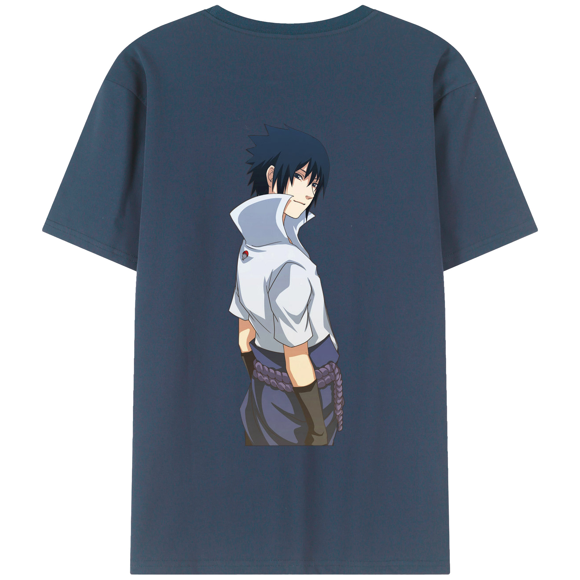 （画像用） NARUTO -ナルト- うちは サスケ Uchiha Sasuke 綿100％ メンズ半袖Tシャツ（バックプリント） 通気性