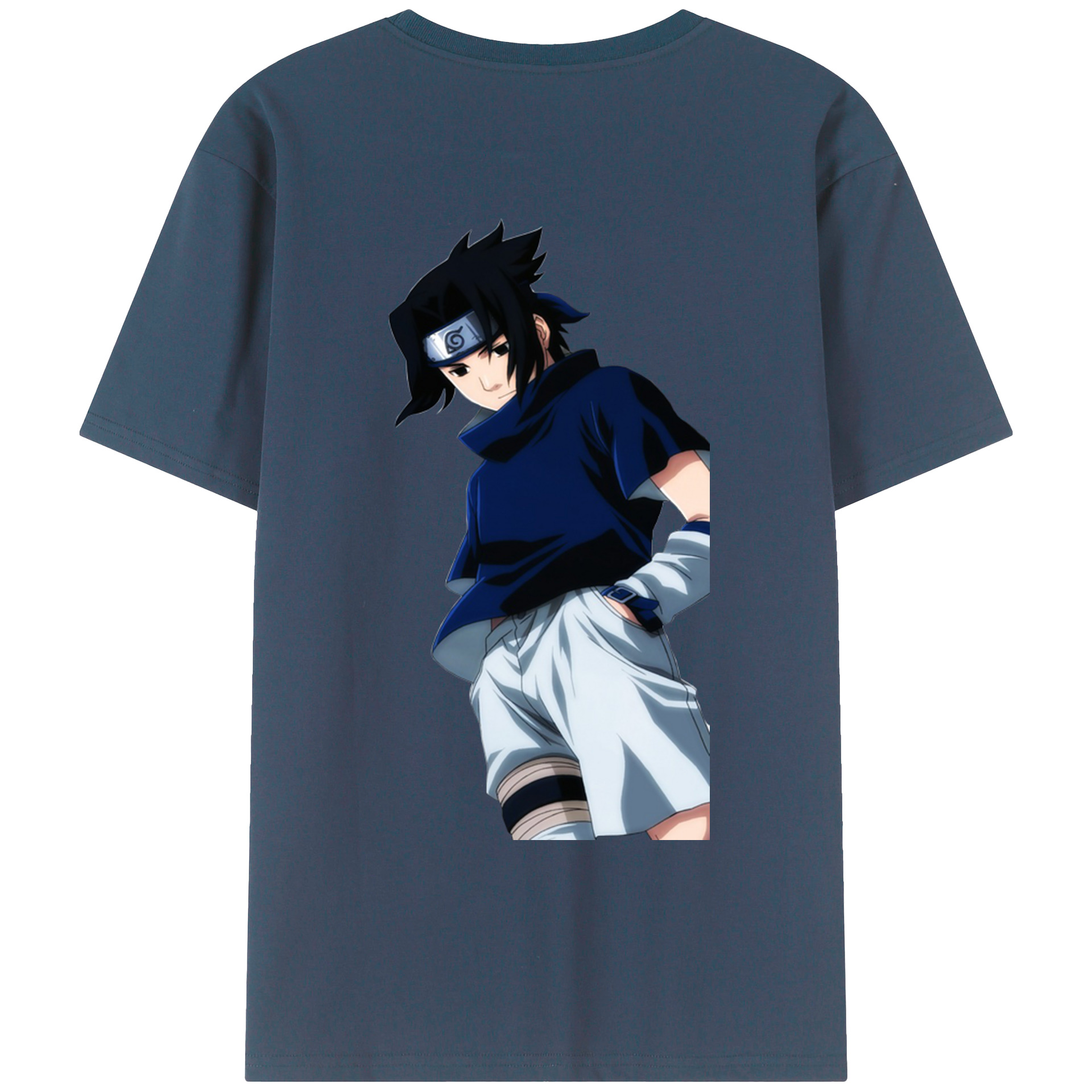 （画像用） NARUTO -ナルト- うちは サスケ Uchiha Sasuke 綿100％ メンズ半袖Tシャツ（バックプリント） 通気性