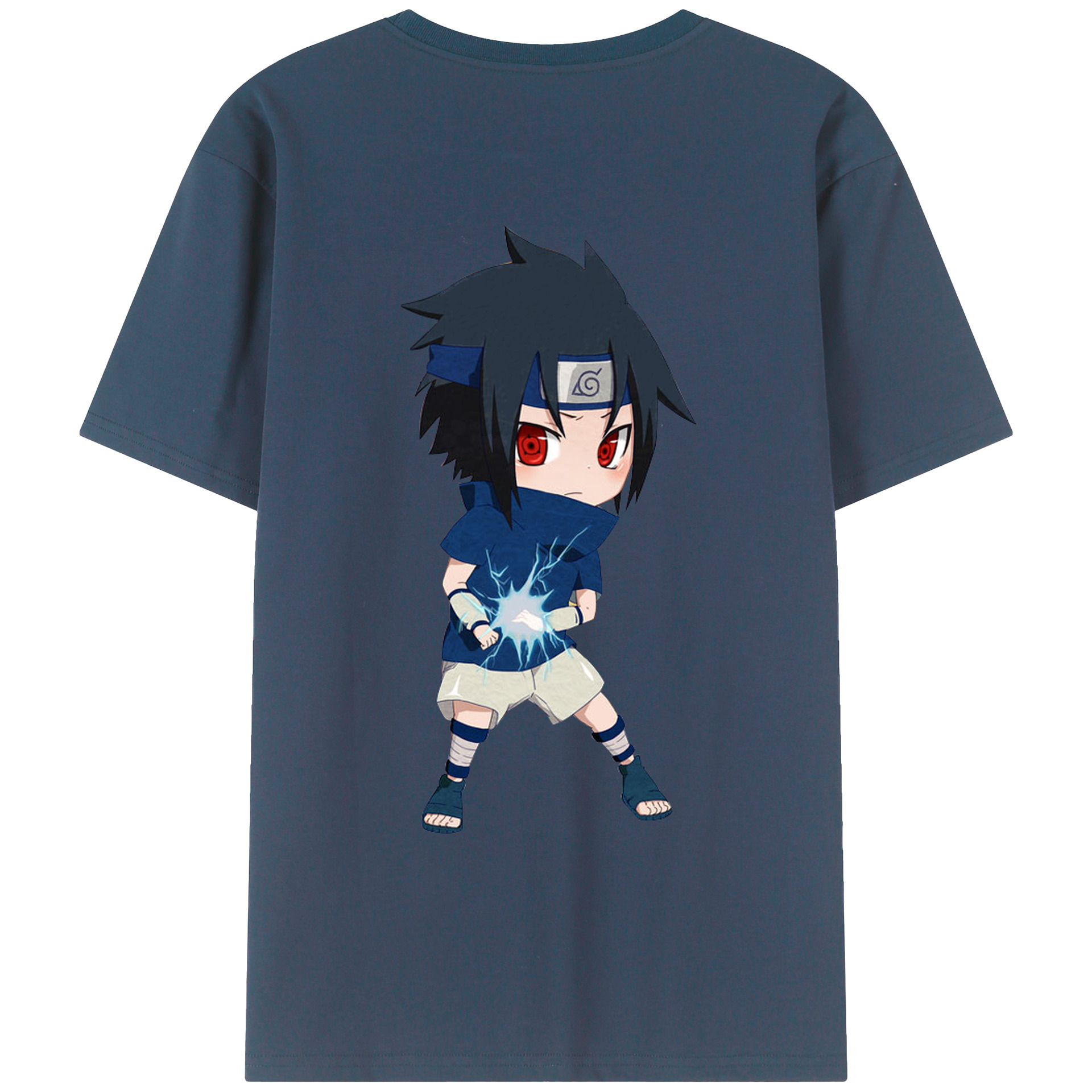 （画像用） NARUTO -ナルト- うちは サスケ Uchiha Sasuke 綿100％ メンズ半袖Tシャツ（バックプリント） 通気性