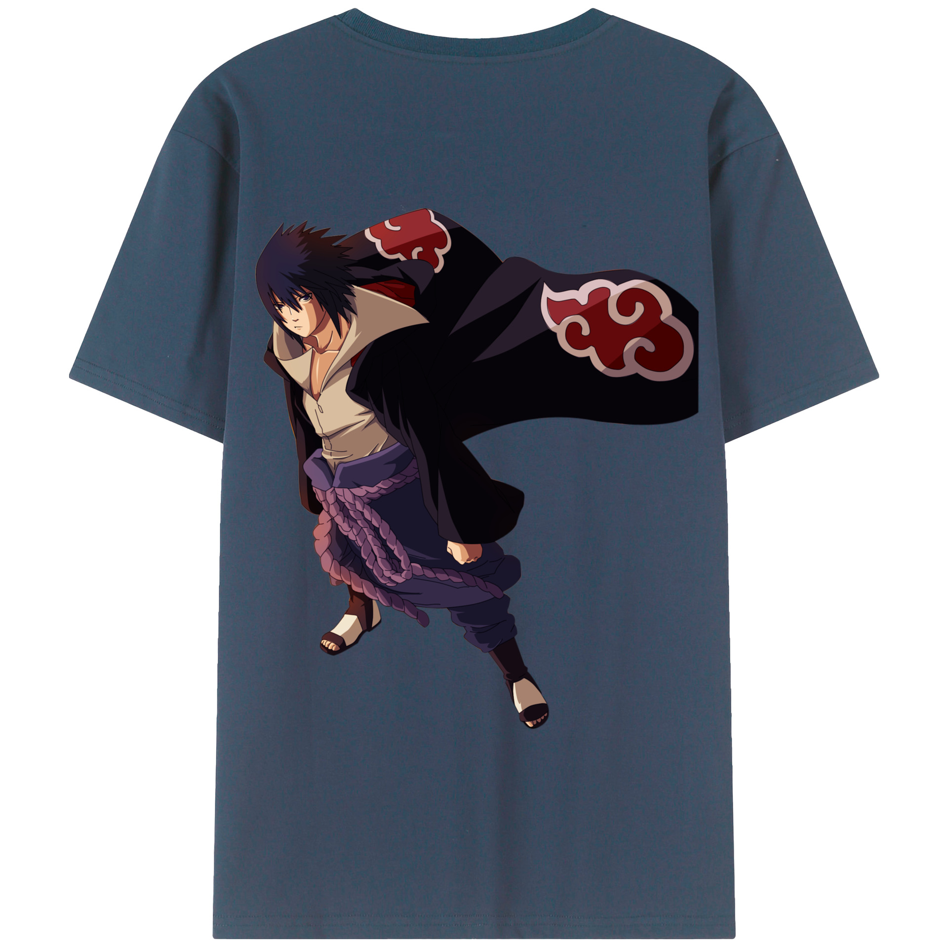（画像用） NARUTO -ナルト- うちは サスケ Uchiha Sasuke 綿100％ メンズ半袖Tシャツ（バックプリント） 通気性