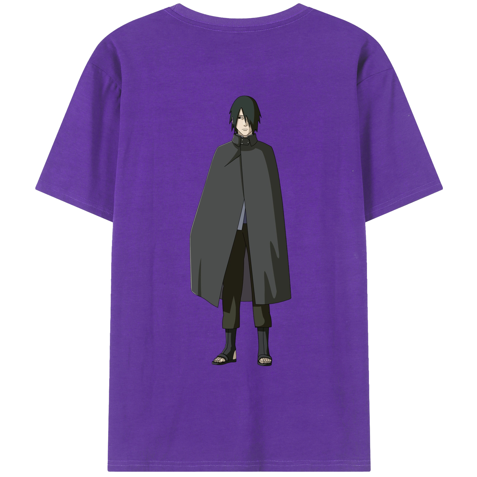 （画像用） NARUTO -ナルト- うちは サスケ Uchiha Sasuke 綿100％ メンズ半袖Tシャツ（バックプリント） 通気性