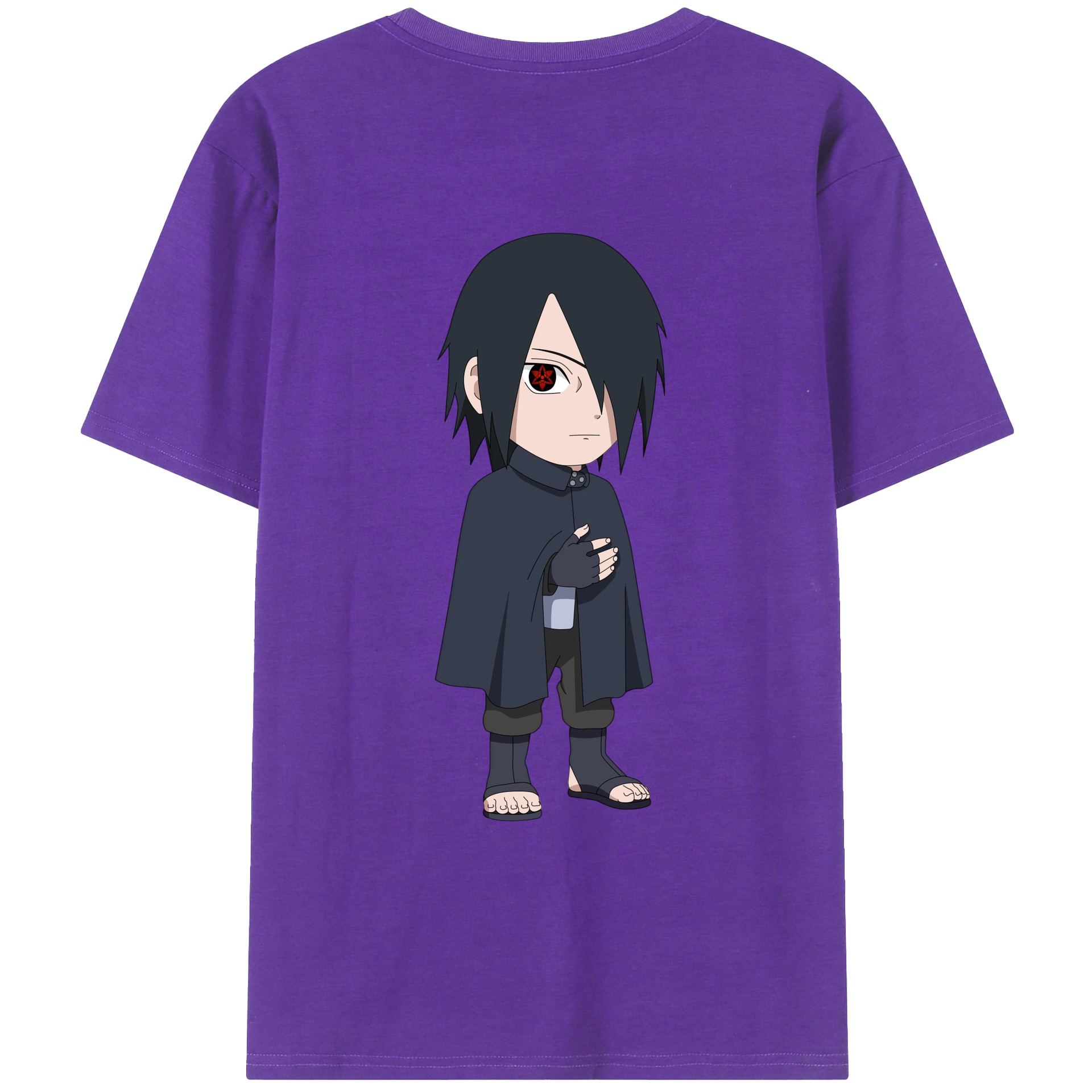 （画像用） NARUTO -ナルト- うちは サスケ Uchiha Sasuke 綿100％ メンズ半袖Tシャツ（バックプリント） 通気性