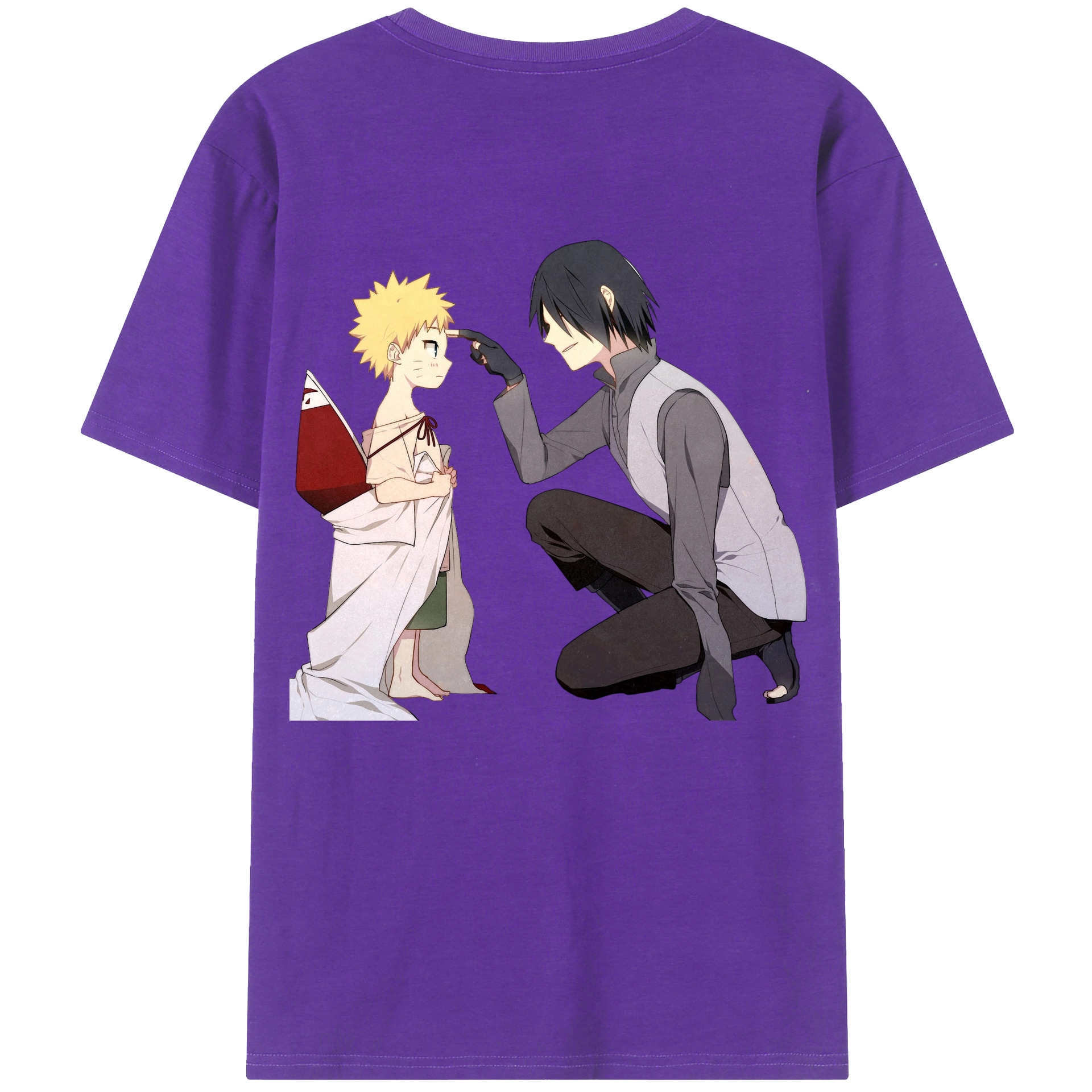 （画像用） NARUTO -ナルト- うちは サスケ Uchiha Sasuke 綿100％ メンズ半袖Tシャツ（バックプリント） 通気性