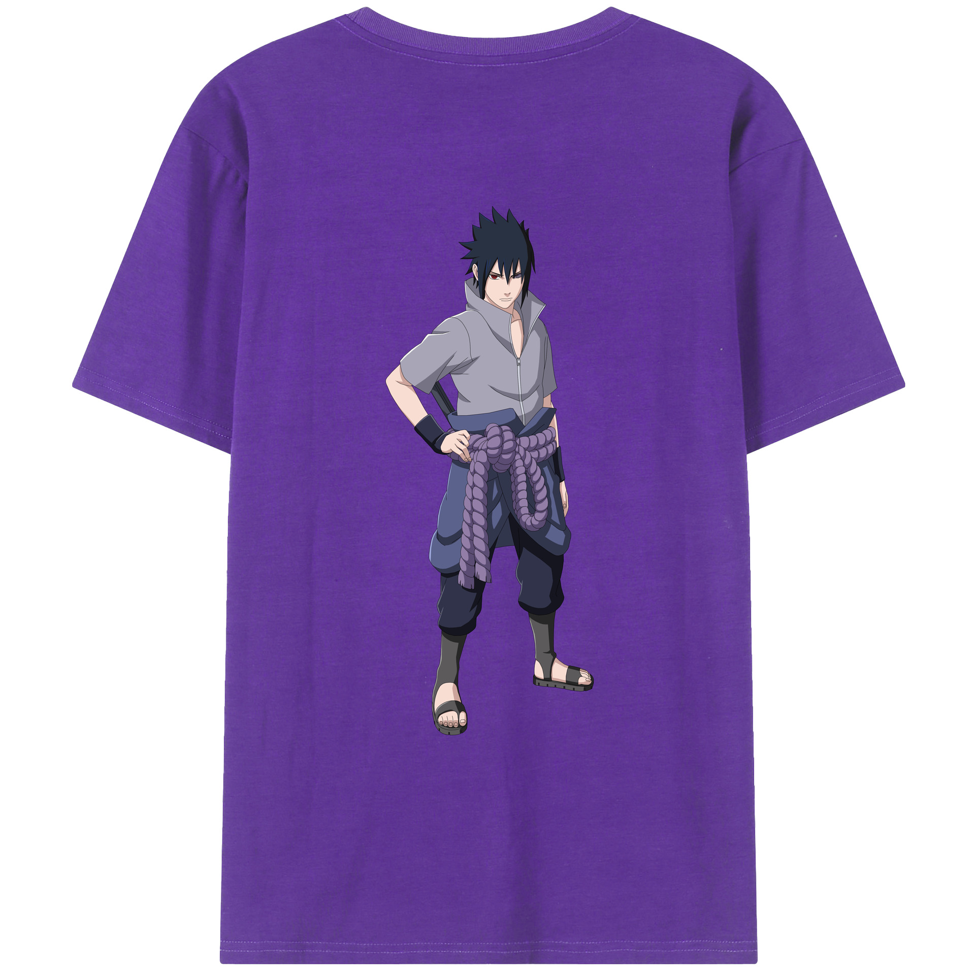 （画像用） NARUTO -ナルト- うちは サスケ Uchiha Sasuke 綿100％ メンズ半袖Tシャツ（バックプリント） 通気性