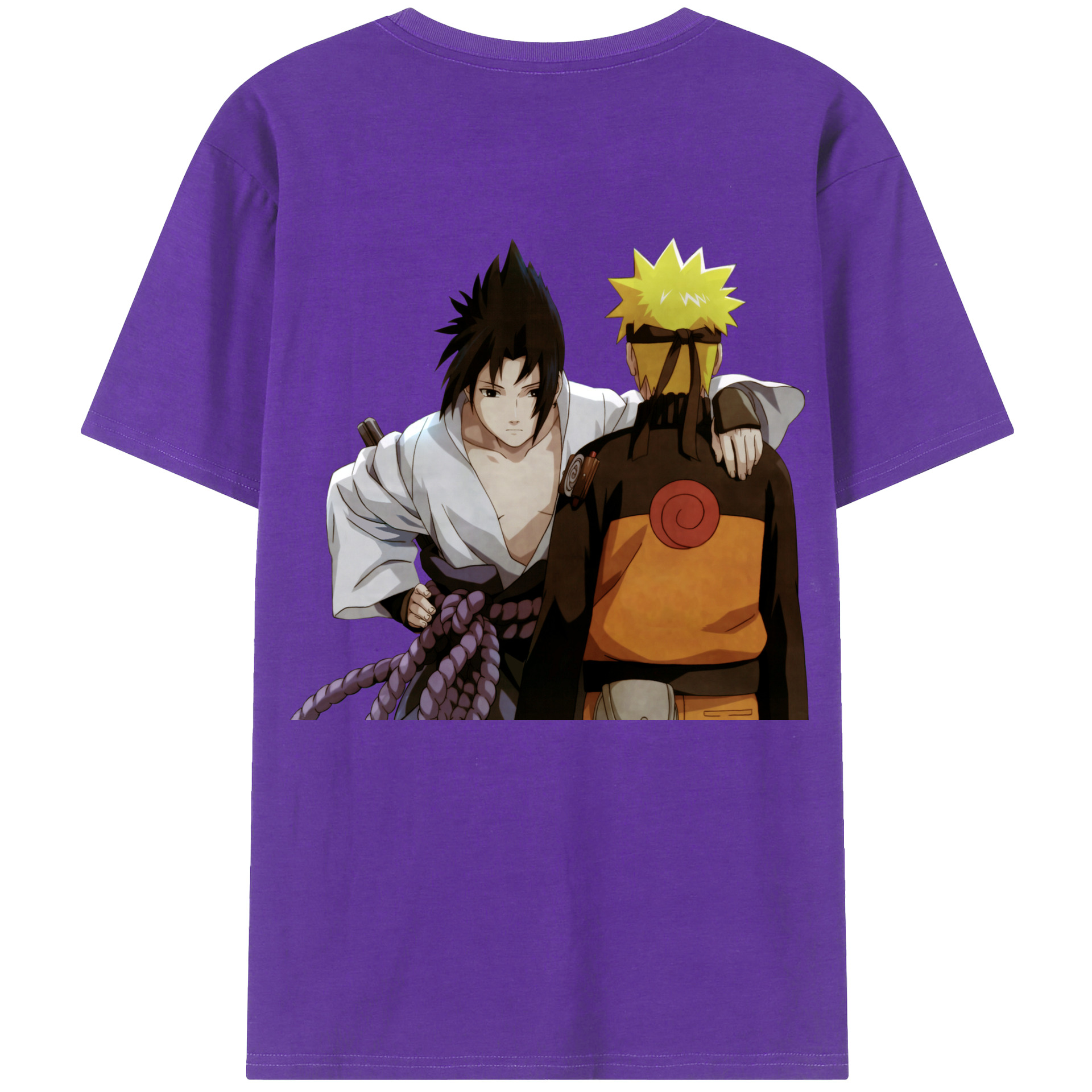 （画像用） NARUTO -ナルト- うちは サスケ Uchiha Sasuke 綿100％ メンズ半袖Tシャツ（バックプリント） 通気性
