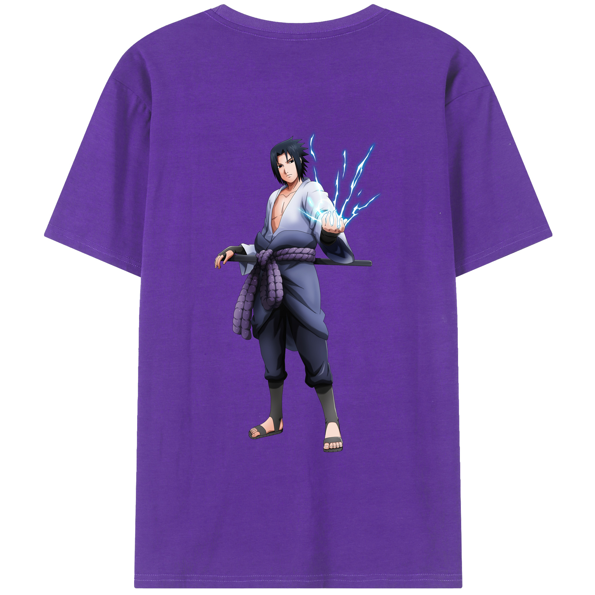 （画像用） NARUTO -ナルト- うちは サスケ Uchiha Sasuke 綿100％ メンズ半袖Tシャツ（バックプリント） 通気性