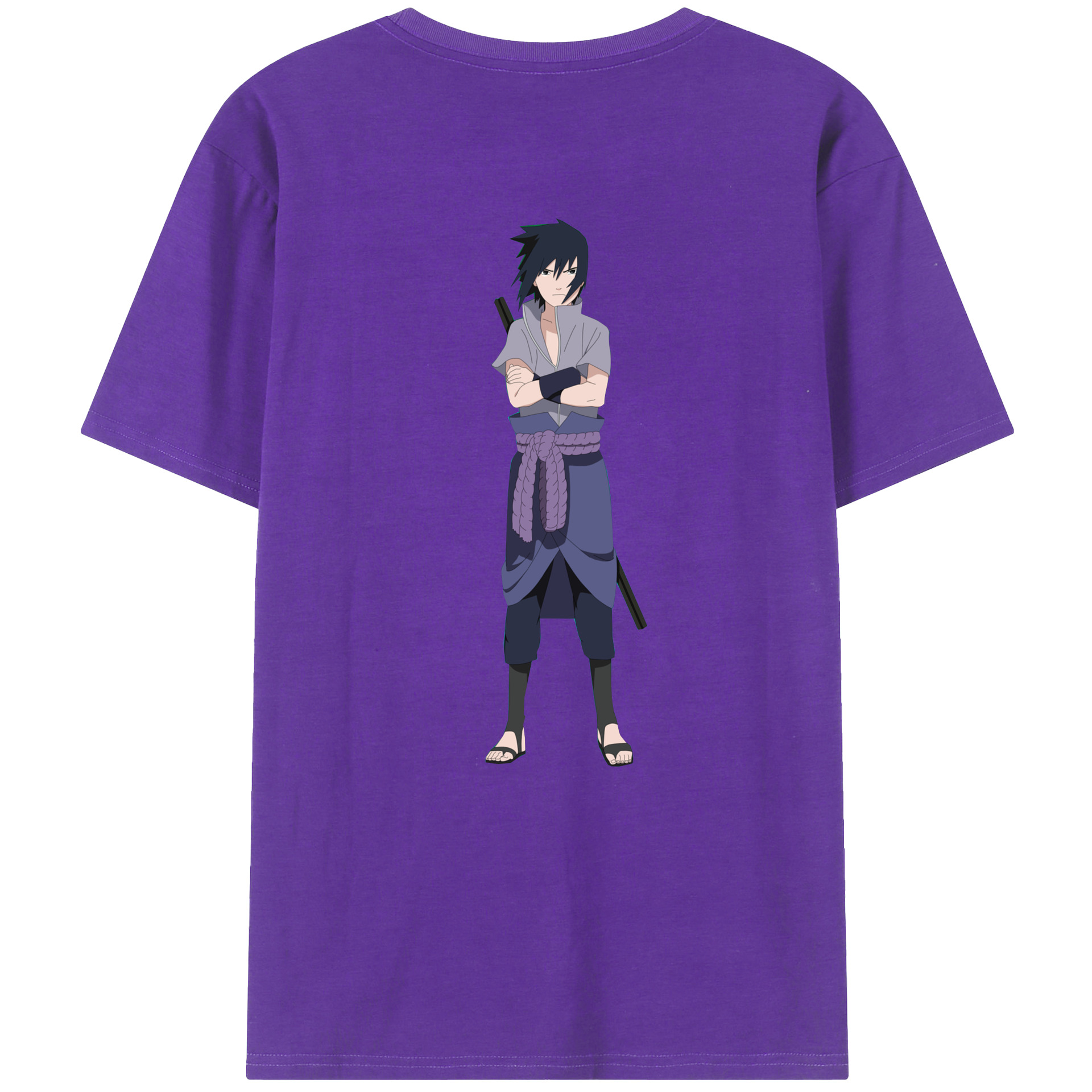 （画像用） NARUTO -ナルト- うちは サスケ Uchiha Sasuke 綿100％ メンズ半袖Tシャツ（バックプリント） 通気性