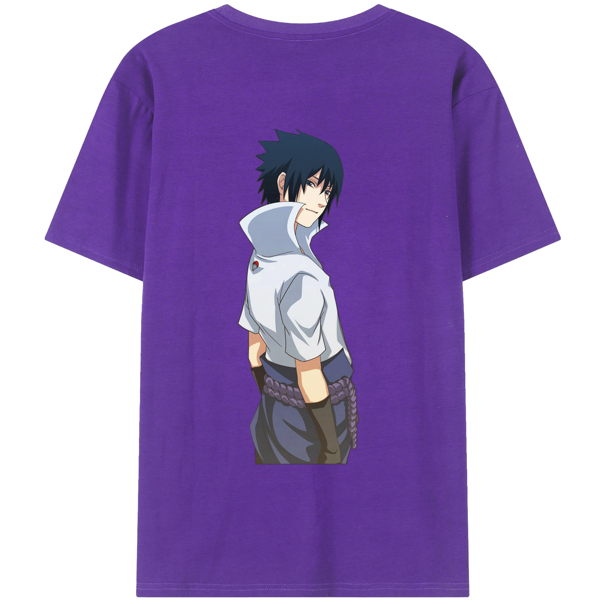 （画像用） NARUTO -ナルト- うちは サスケ Uchiha Sasuke 綿100％ メンズ半袖Tシャツ（バックプリント） 通気性