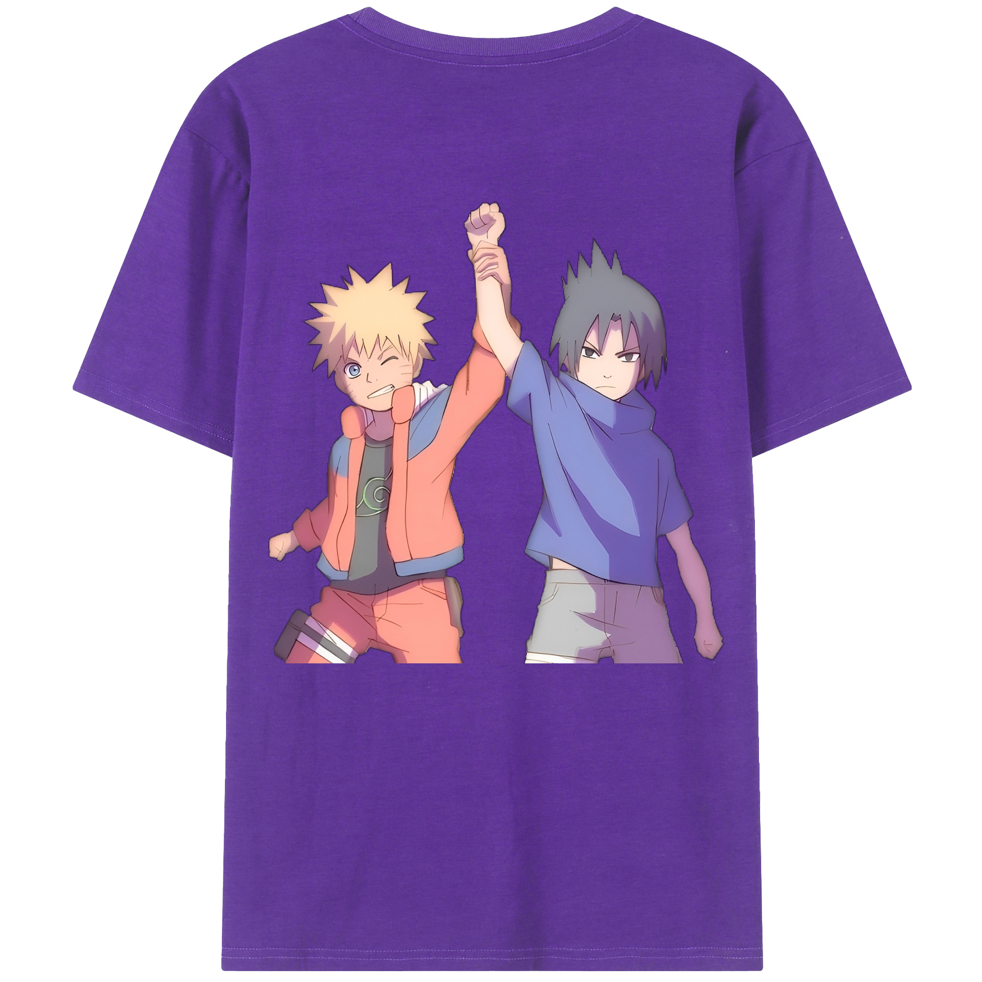 （画像用） NARUTO -ナルト- うちは サスケ Uchiha Sasuke 綿100％ メンズ半袖Tシャツ（バックプリント） 通気性
