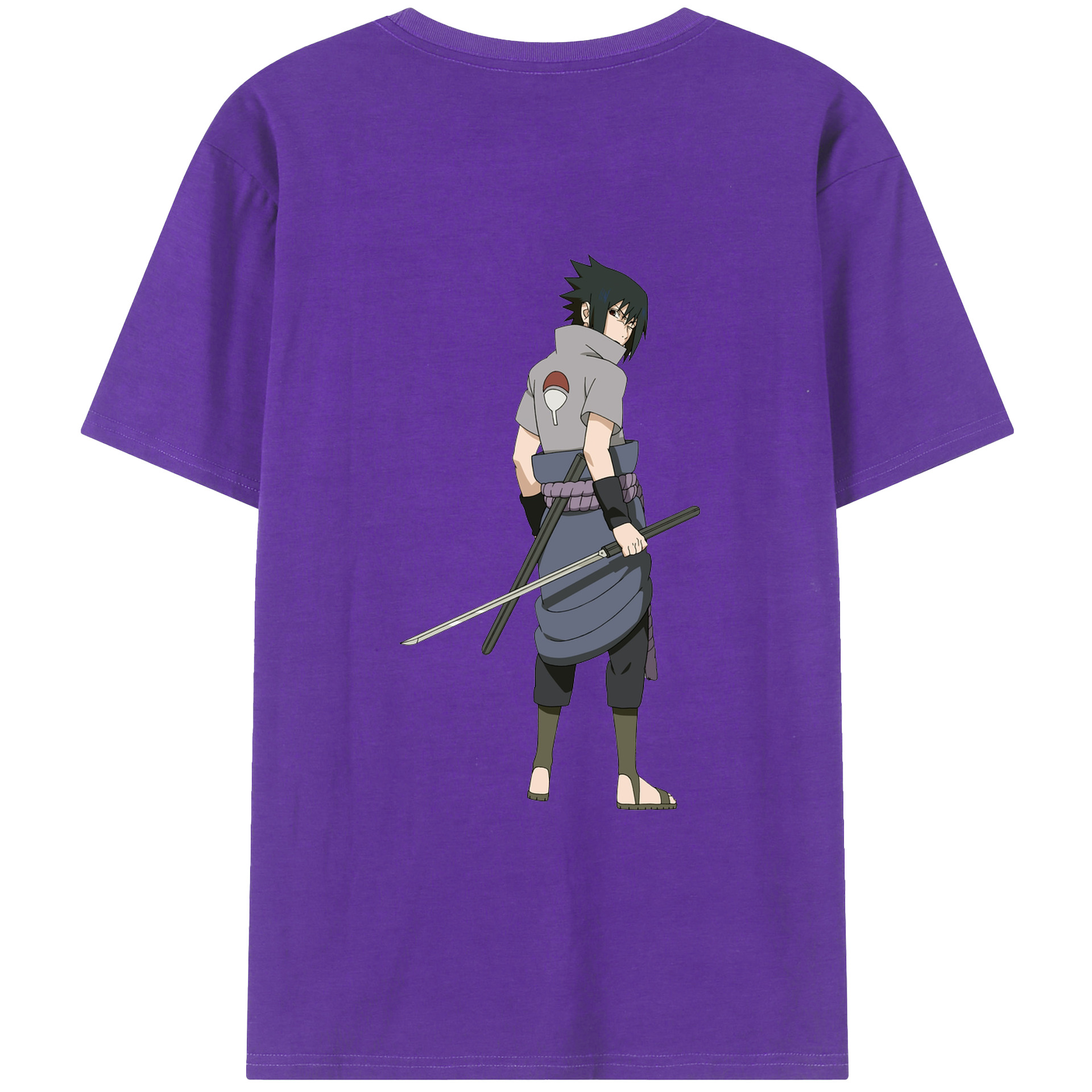 （画像用） NARUTO -ナルト- うちは サスケ Uchiha Sasuke 綿100％ メンズ半袖Tシャツ（バックプリント） 通気性