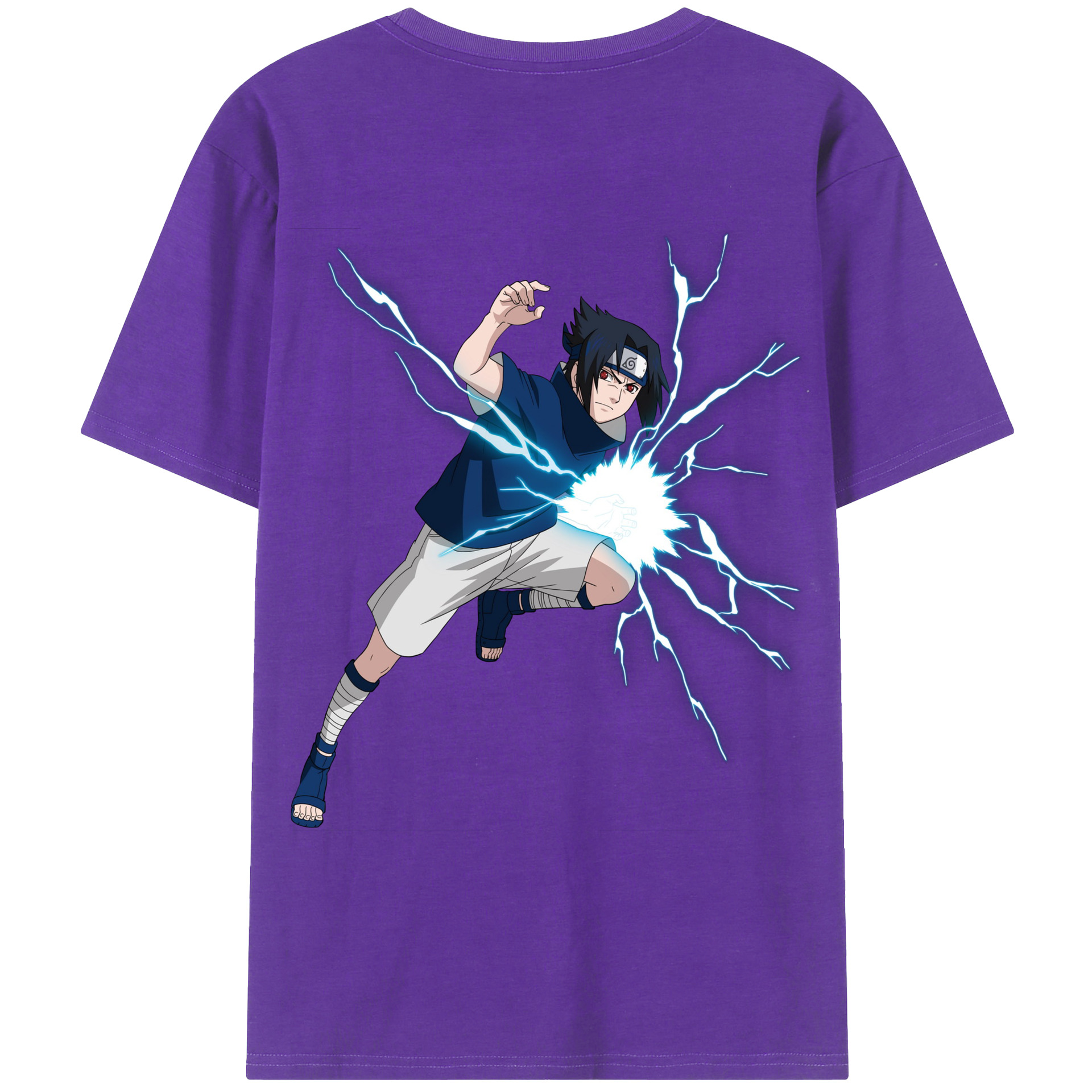 （画像用） NARUTO -ナルト- うちは サスケ Uchiha Sasuke 綿100％ メンズ半袖Tシャツ（バックプリント） 通気性