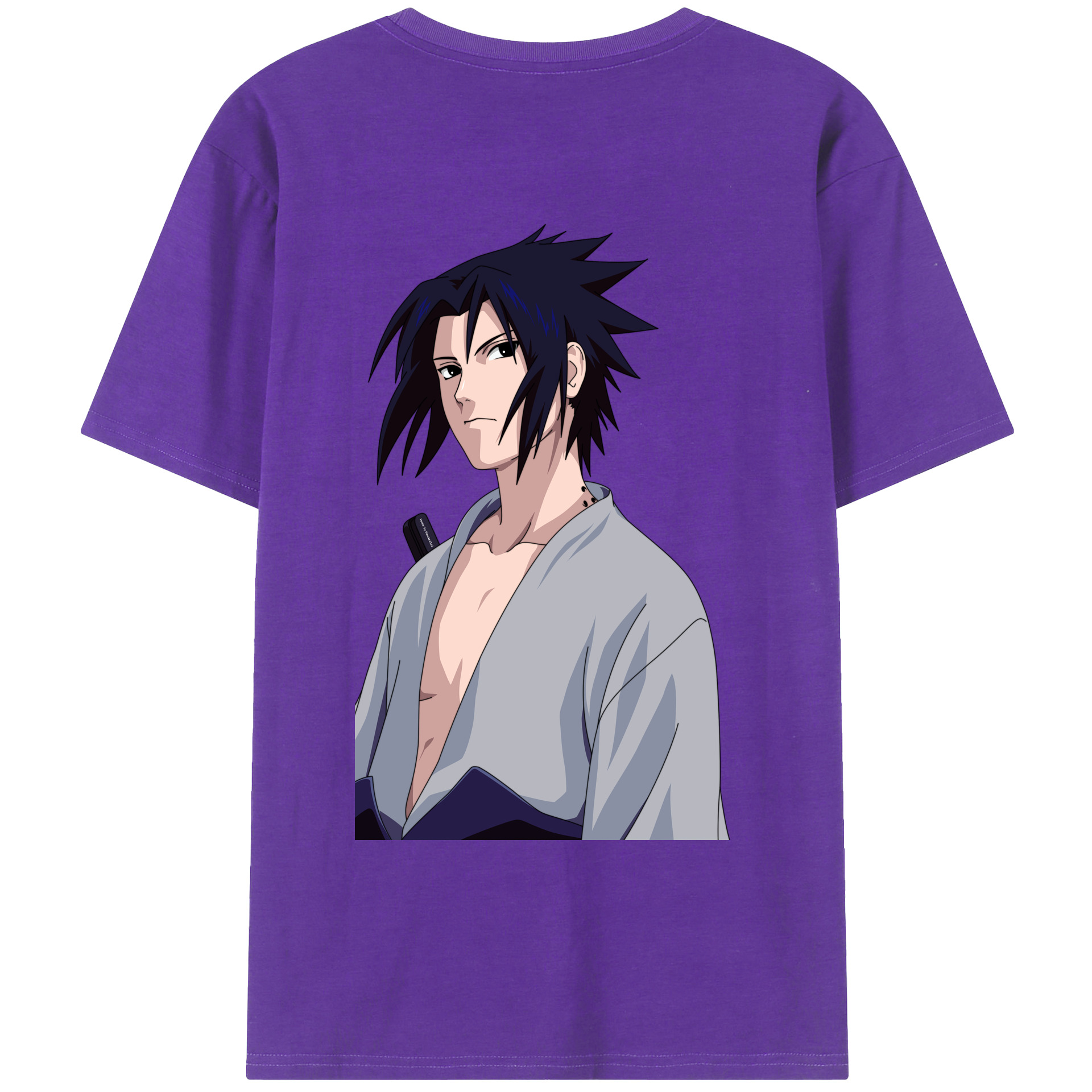 （画像用） NARUTO -ナルト- うちは サスケ Uchiha Sasuke 綿100％ メンズ半袖Tシャツ（バックプリント） 通気性