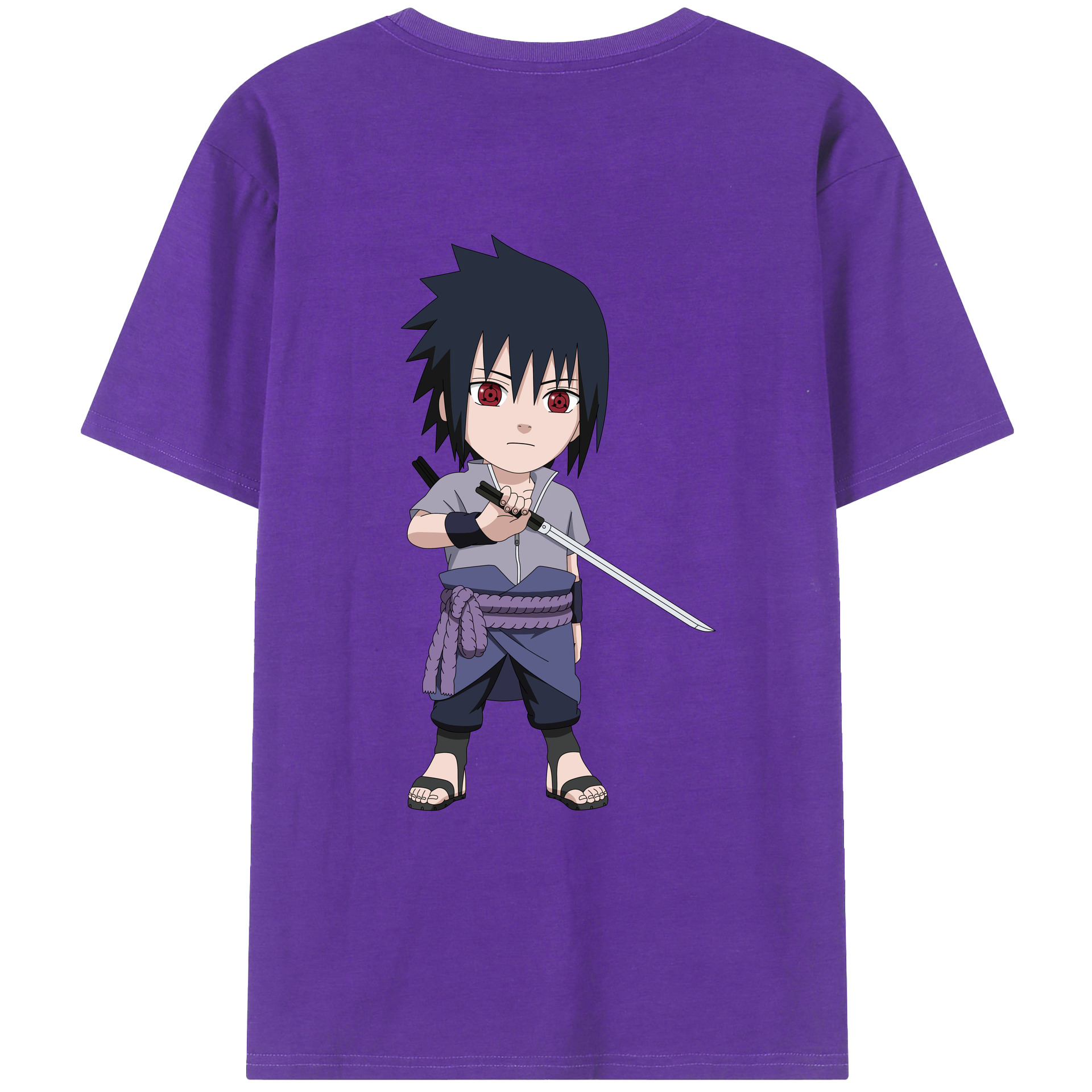 （画像用） NARUTO -ナルト- うちは サスケ Uchiha Sasuke 綿100％ メンズ半袖Tシャツ（バックプリント） 通気性