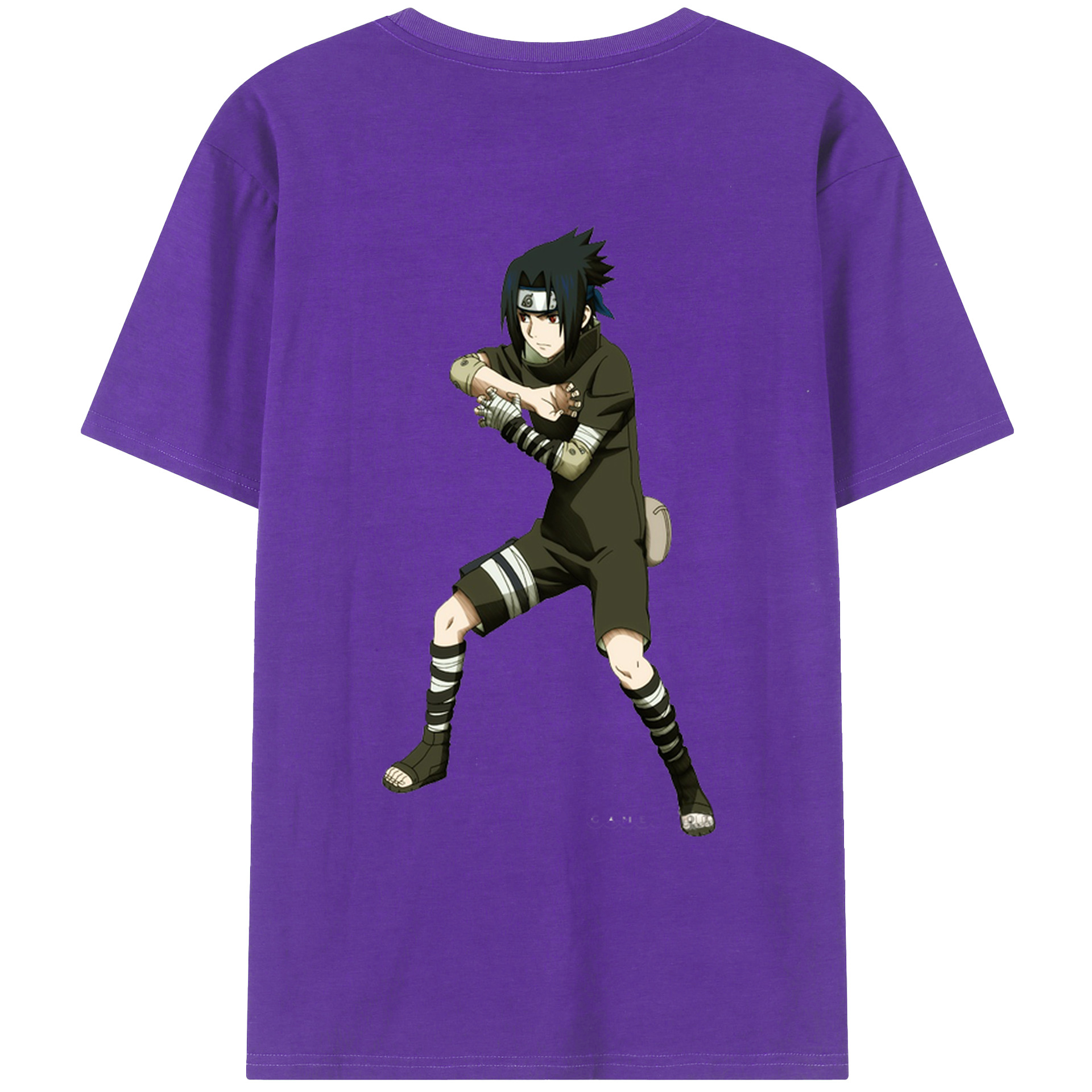 （画像用） NARUTO -ナルト- うちは サスケ Uchiha Sasuke 綿100％ メンズ半袖Tシャツ（バックプリント） 通気性