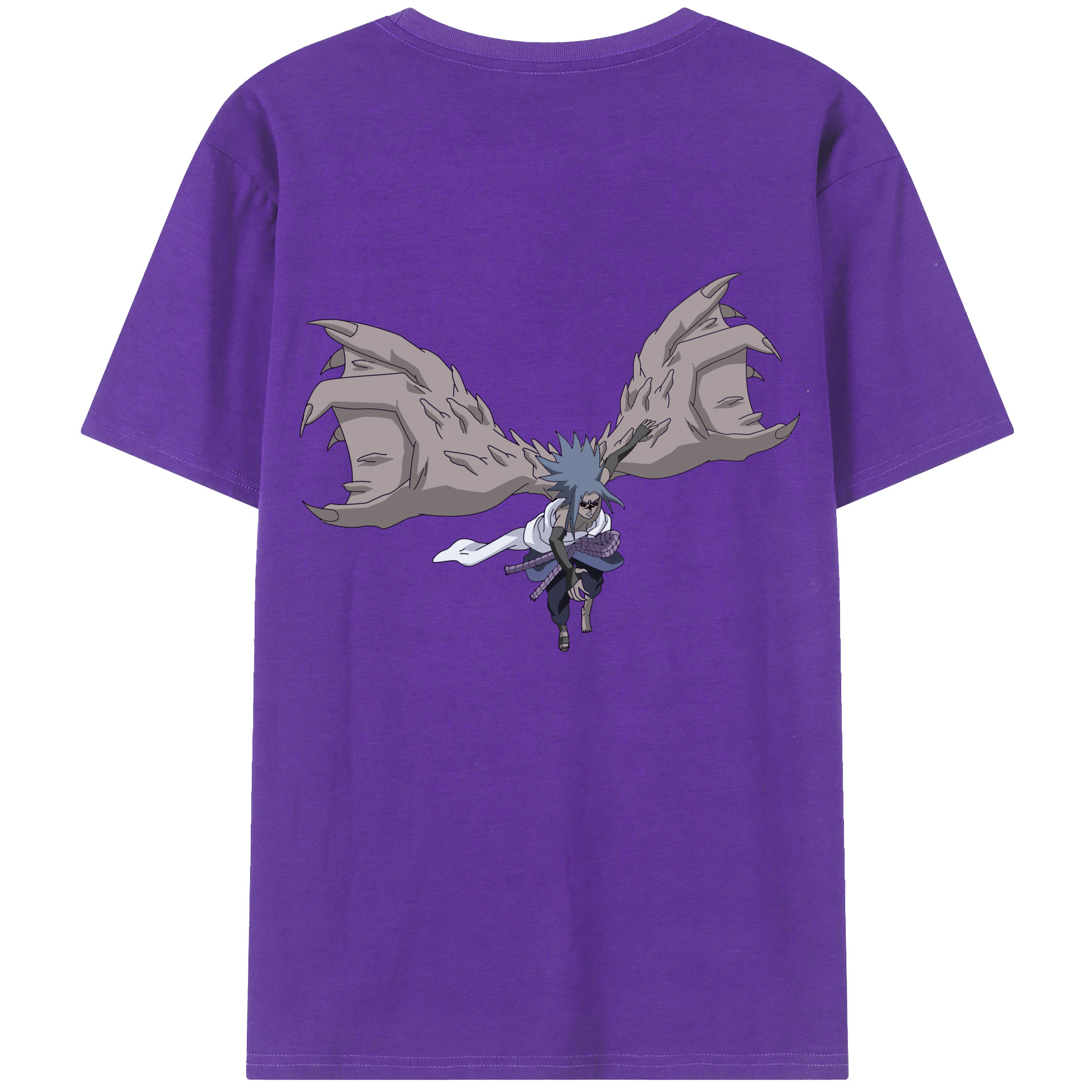 （画像用） NARUTO -ナルト- うちは サスケ Uchiha Sasuke 綿100％ メンズ半袖Tシャツ（バックプリント） 通気性