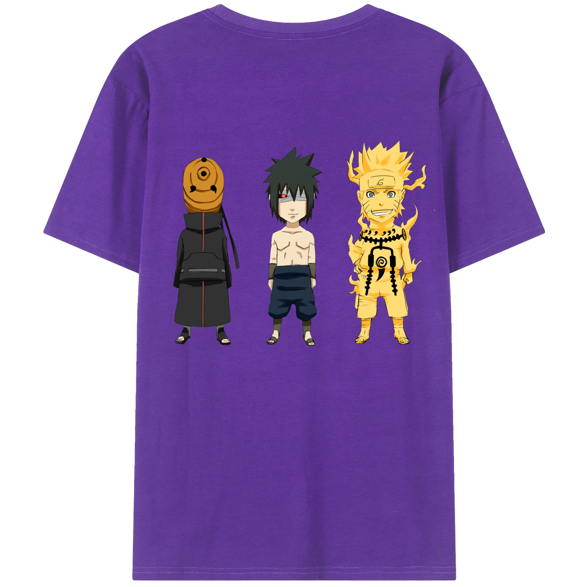 （画像用） NARUTO -ナルト- うちは サスケ Uchiha Sasuke 綿100％ メンズ半袖Tシャツ（バックプリント） 通気性
