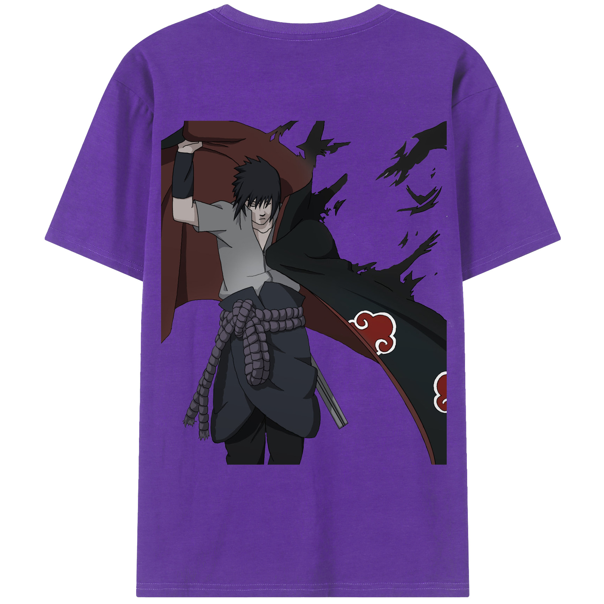 （画像用） NARUTO -ナルト- うちは サスケ Uchiha Sasuke 綿100％ メンズ半袖Tシャツ（バックプリント） 通気性