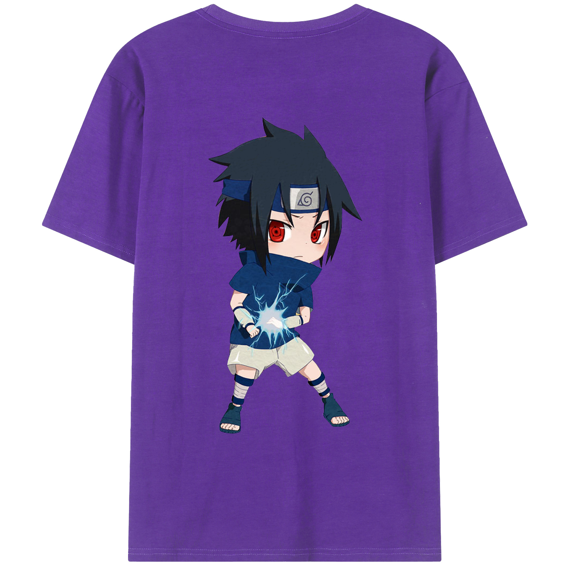 （画像用） NARUTO -ナルト- うちは サスケ Uchiha Sasuke 綿100％ メンズ半袖Tシャツ（バックプリント） 通気性
