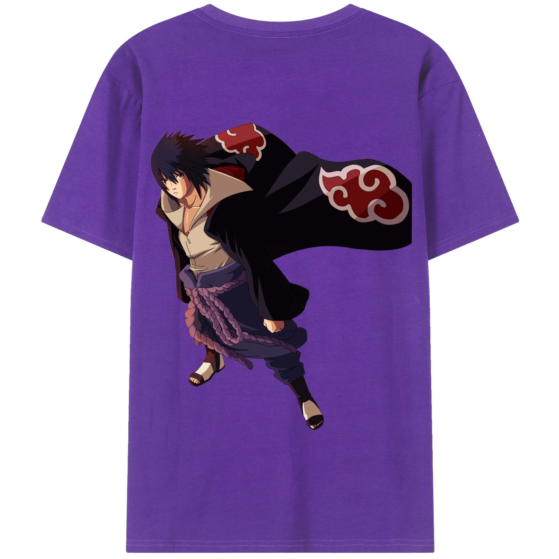 （画像用） NARUTO -ナルト- うちは サスケ Uchiha Sasuke 綿100％ メンズ半袖Tシャツ（バックプリント） 通気性