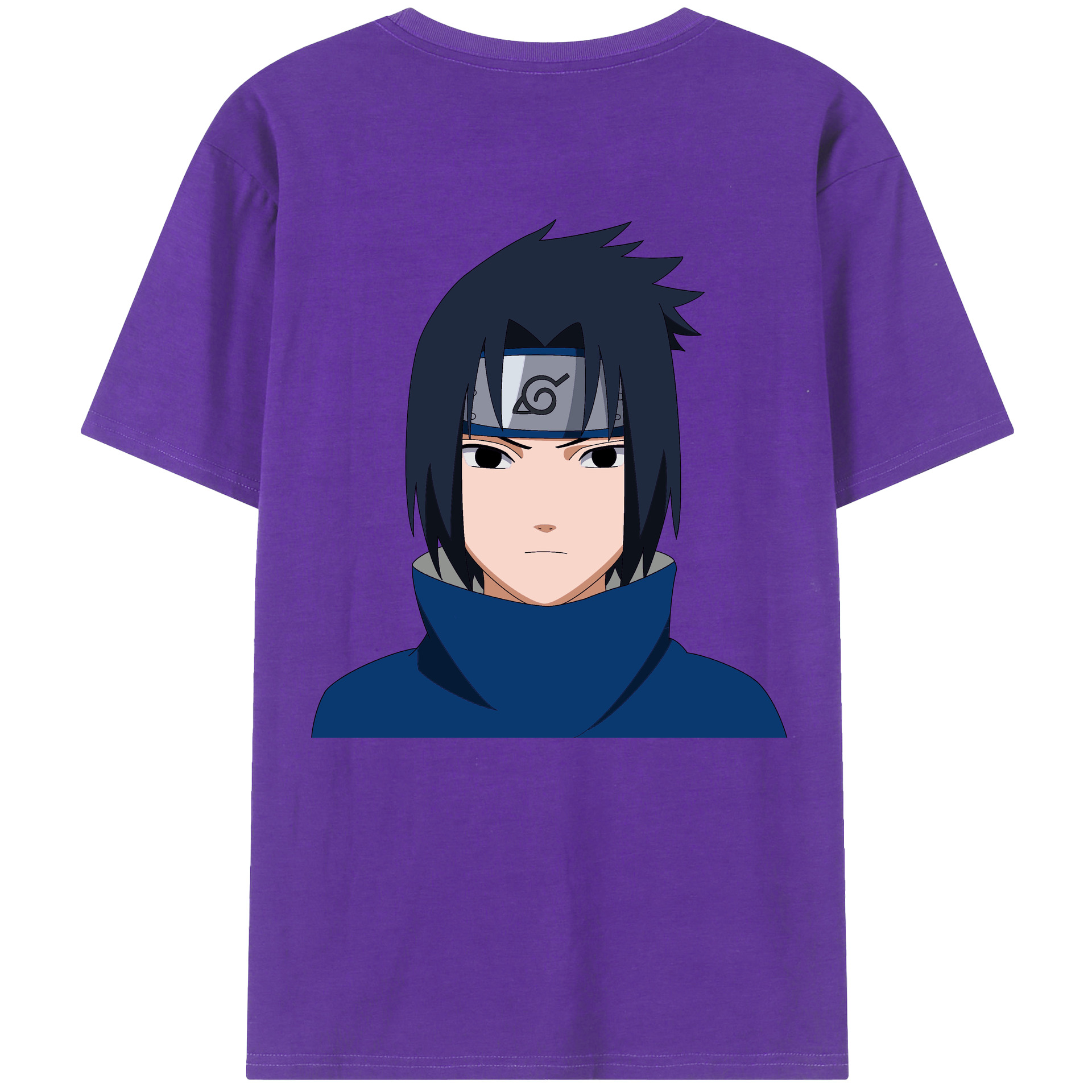 （画像用） NARUTO -ナルト- うちは サスケ Uchiha Sasuke 綿100％ メンズ半袖Tシャツ（バックプリント） 通気性