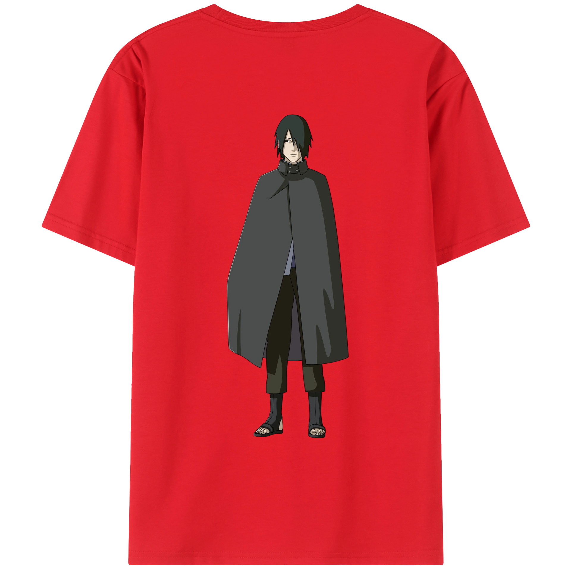 （画像用） NARUTO -ナルト- うちは サスケ Uchiha Sasuke 綿100％ メンズ半袖Tシャツ（バックプリント） 通気性