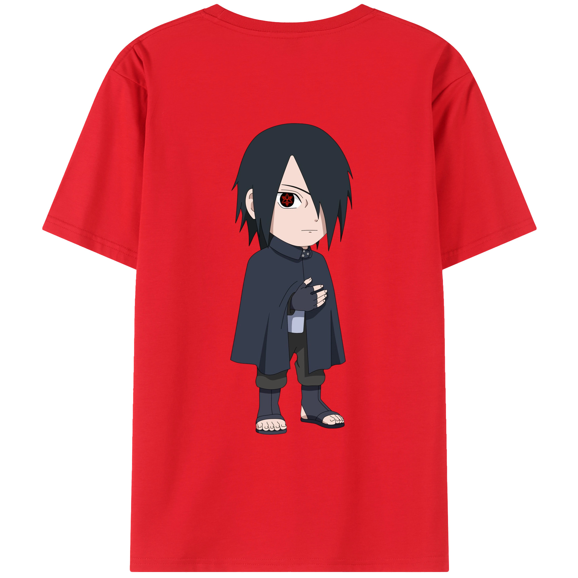 （画像用） NARUTO -ナルト- うちは サスケ Uchiha Sasuke 綿100％ メンズ半袖Tシャツ（バックプリント） 通気性